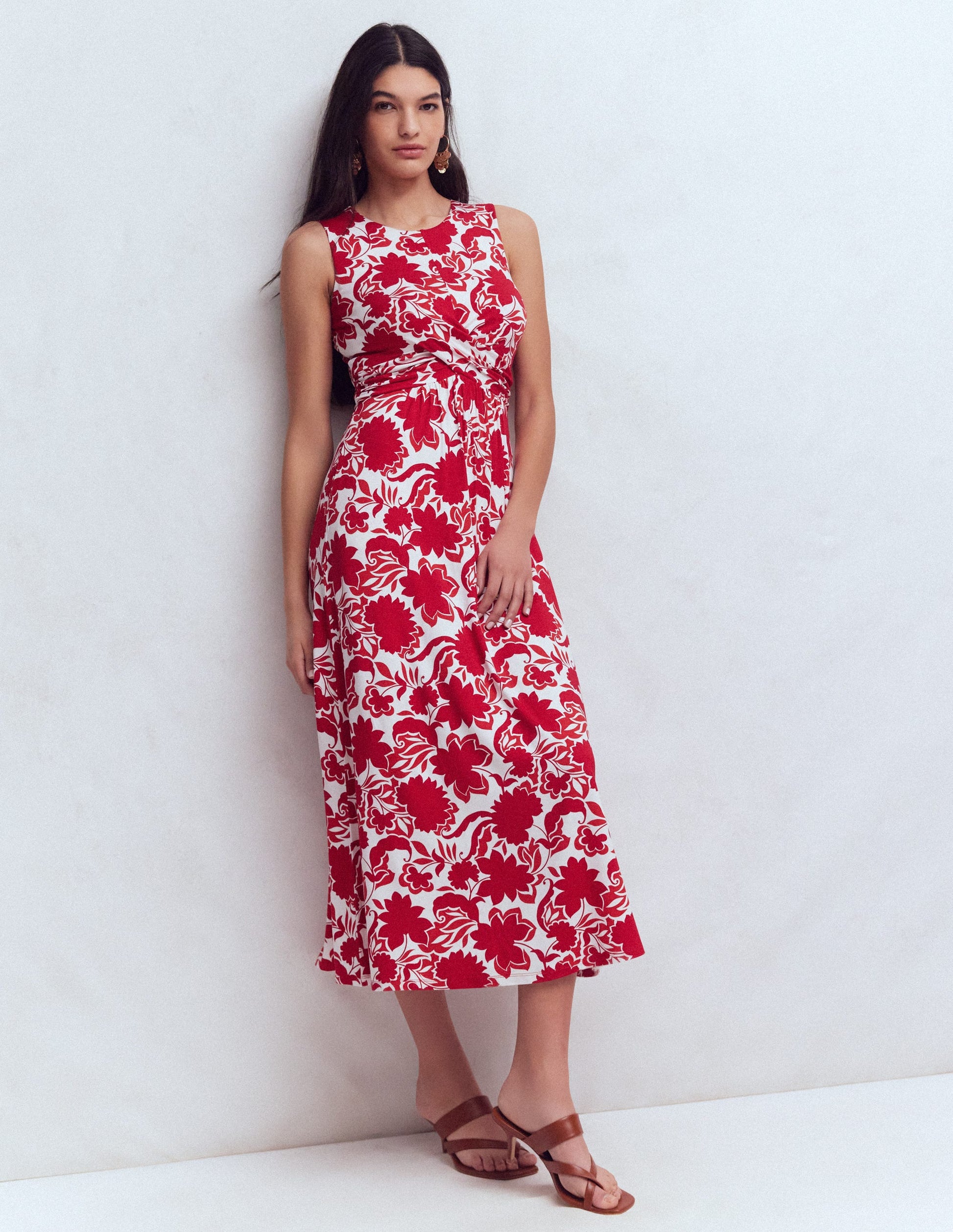 Boden Women's Zara Cross Waist Jersey Dress in Red | Size 20/22 Boden Women's Zara Cross Waist Jersey Dress in Red | Size 20/22