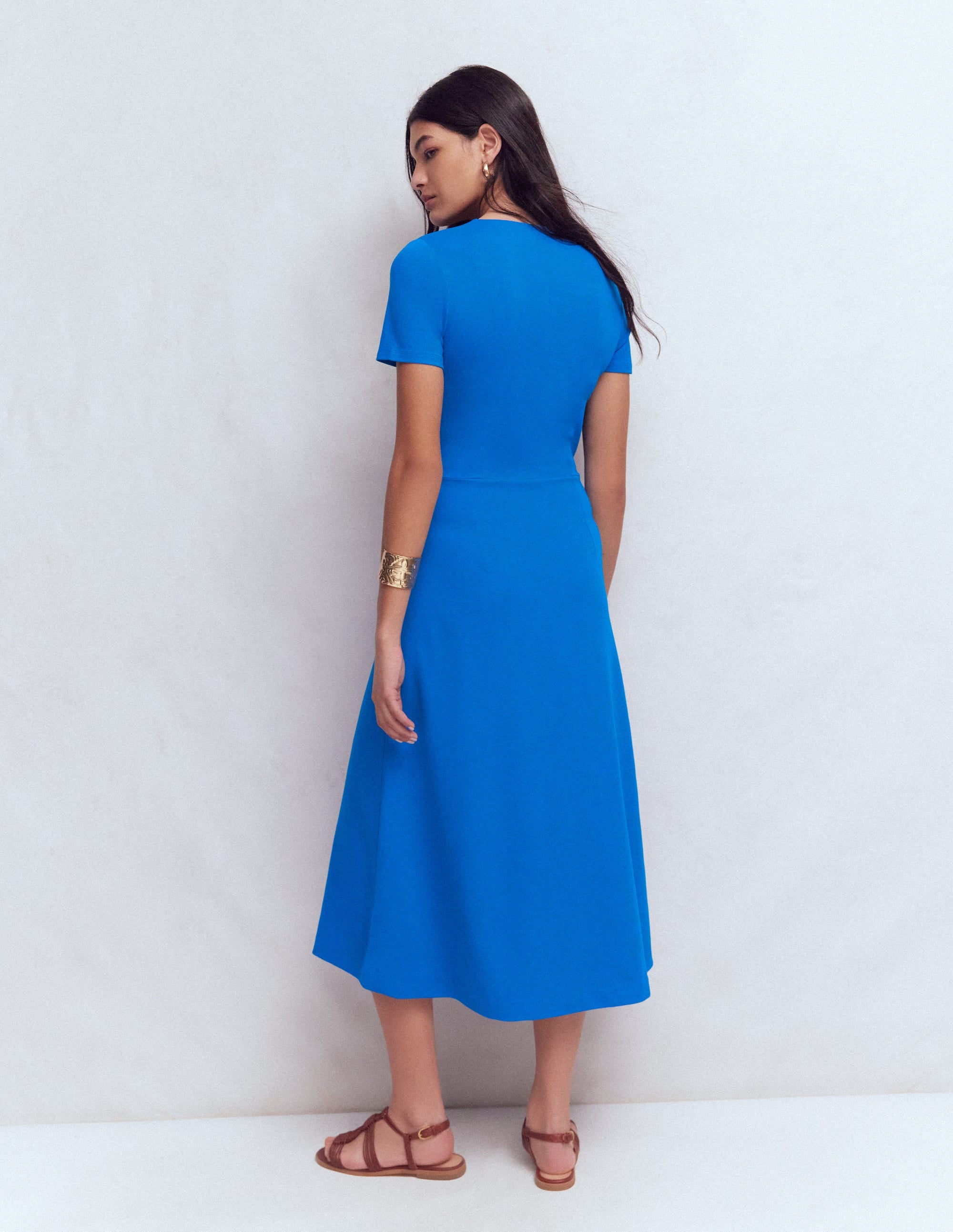 Una Ruched Front Ponte Dress-Kingfisher Blue - Image 9