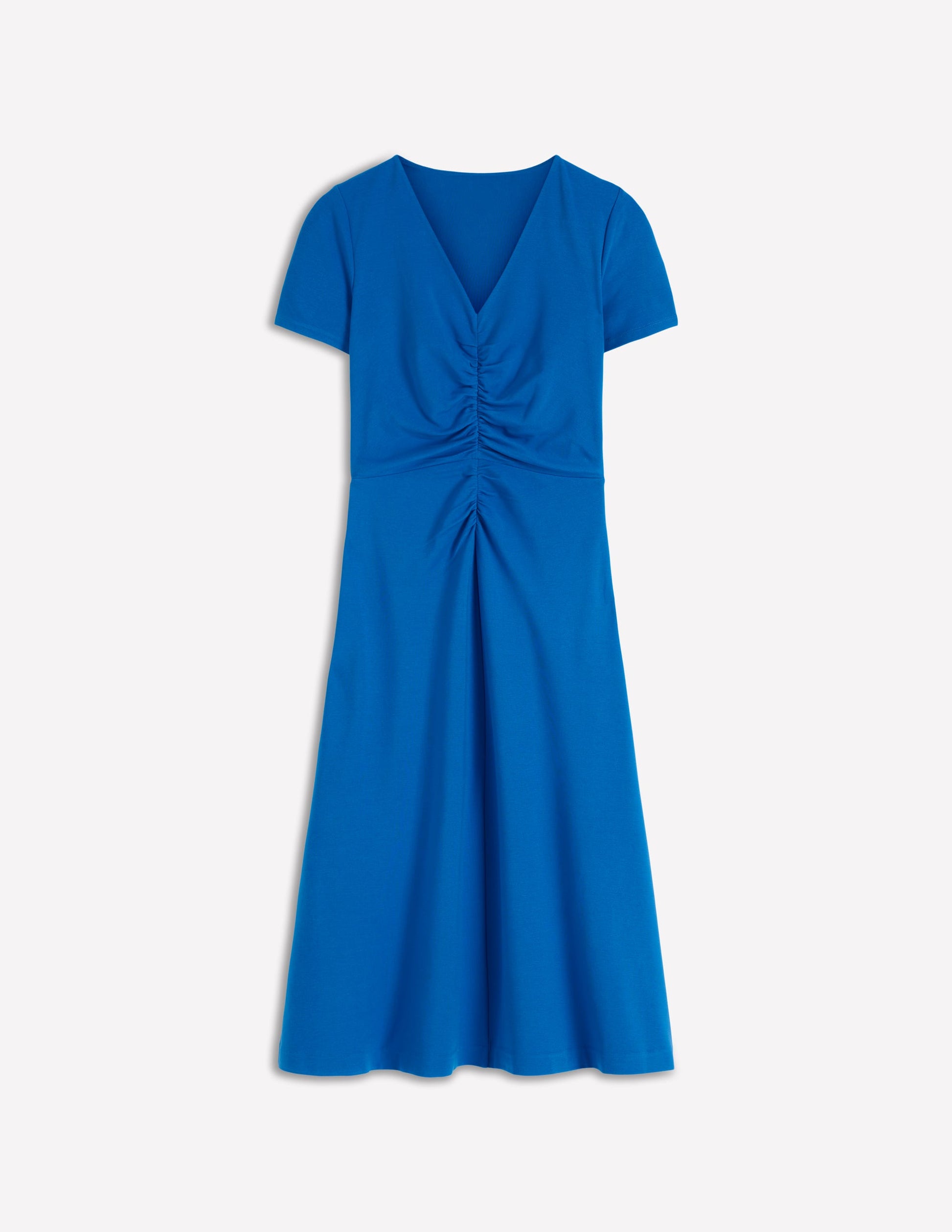 Una Ruched Front Ponte Dress-Kingfisher Blue-12