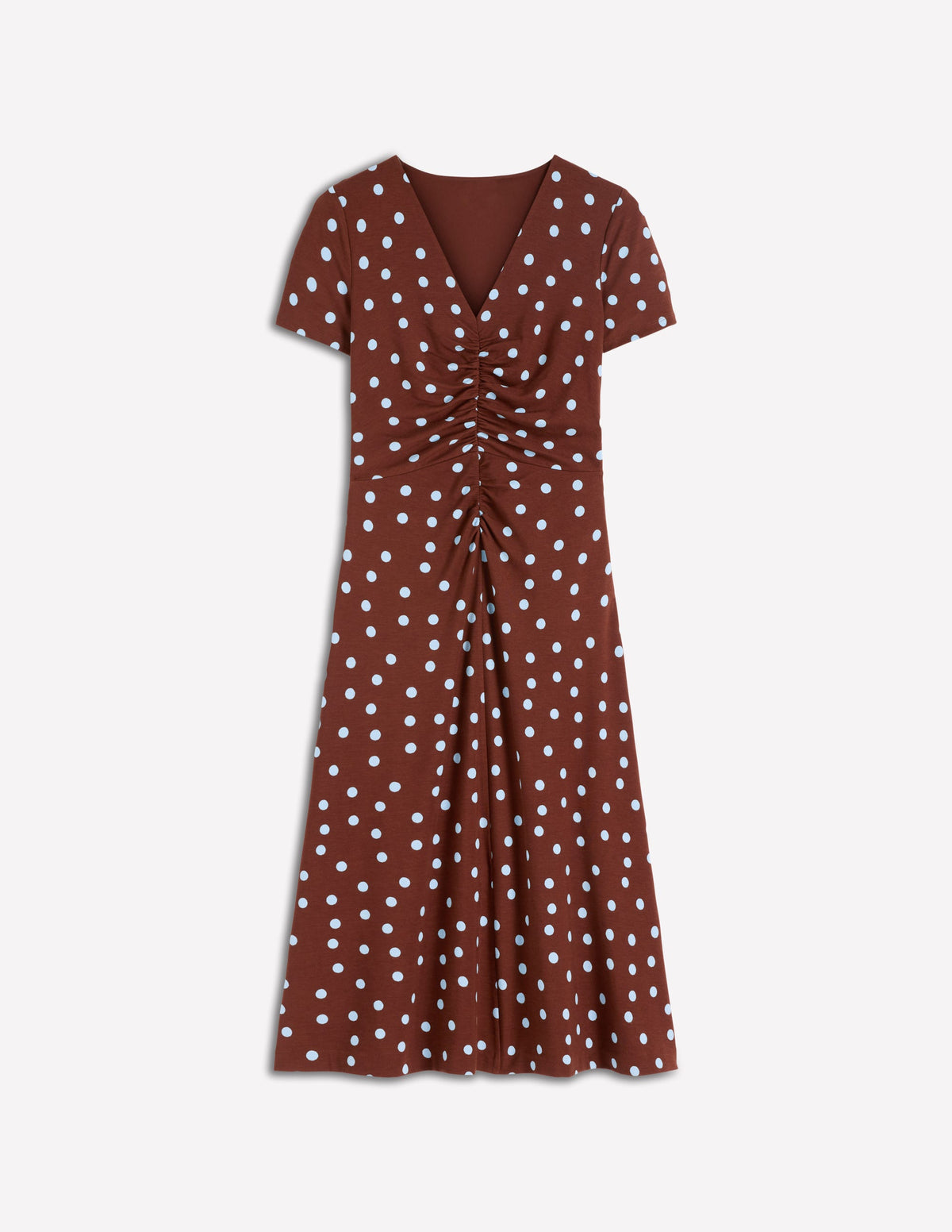 Una Ruched Front Ponte Dress-Raw Umber, Painted Dot - Image 5