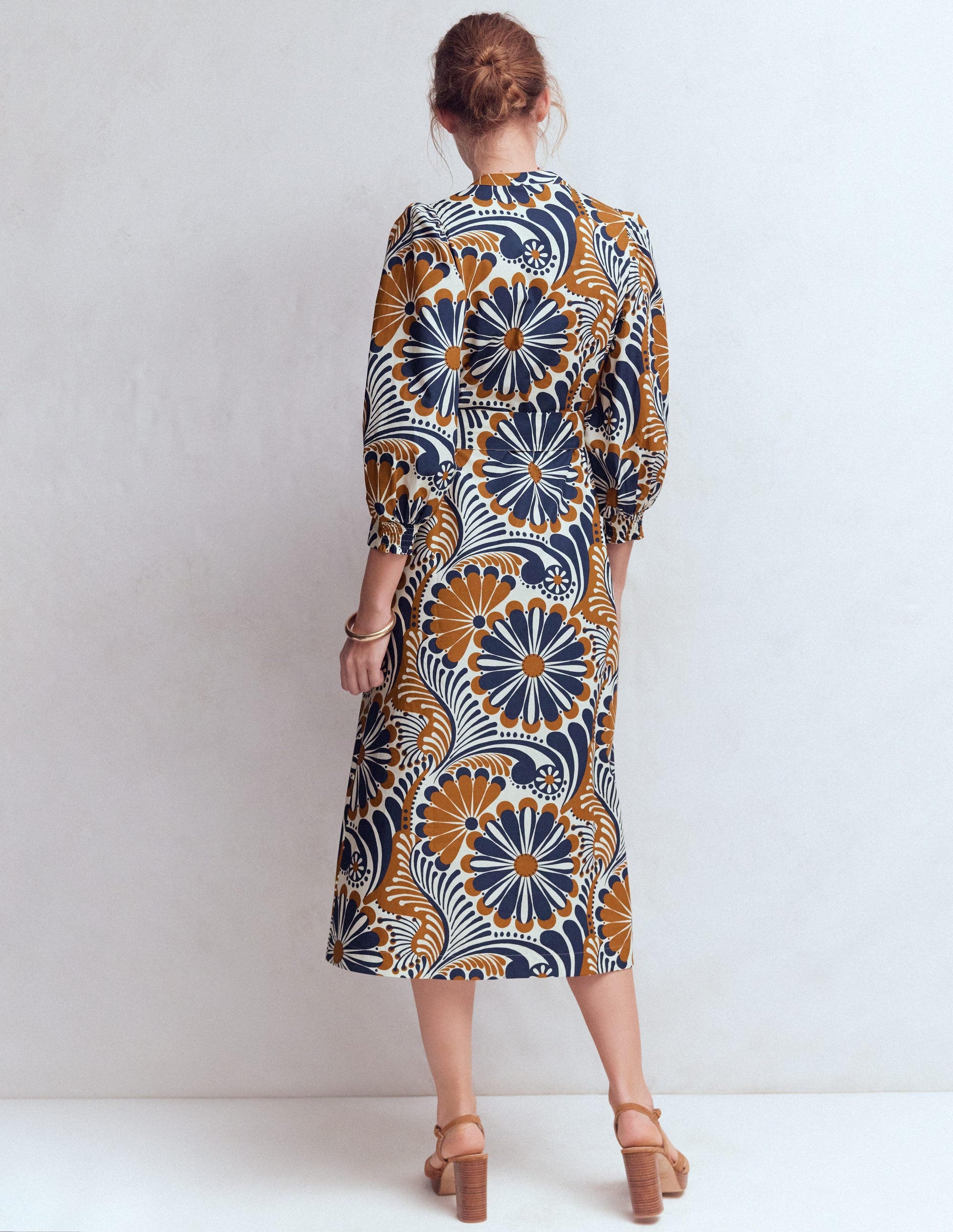 Octavia Cotton Dress-Navy Euphoric Gardens-3