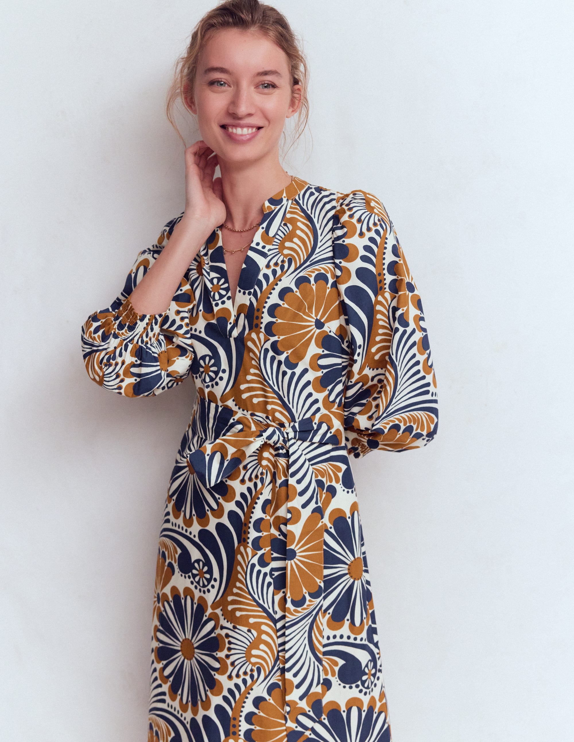 Octavia Cotton Dress-Navy Euphoric Gardens - Image 4