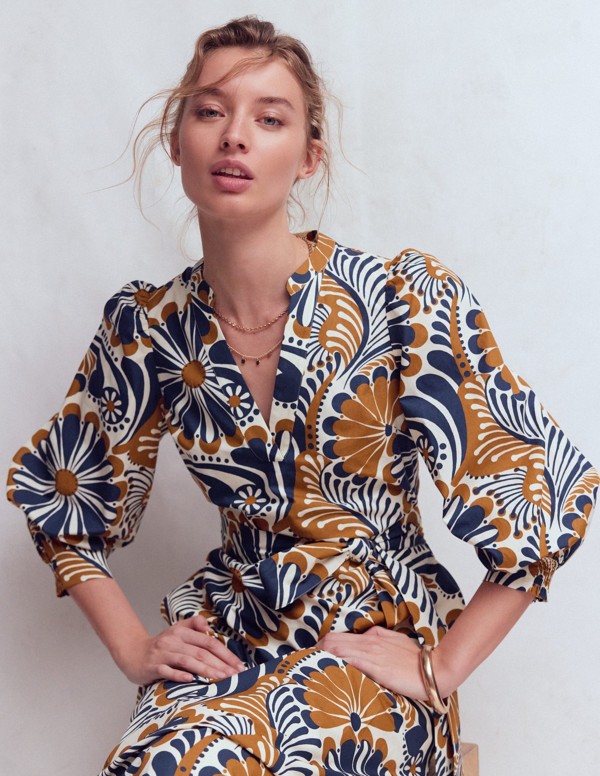 Octavia Cotton Dress-Navy Euphoric Gardens-5