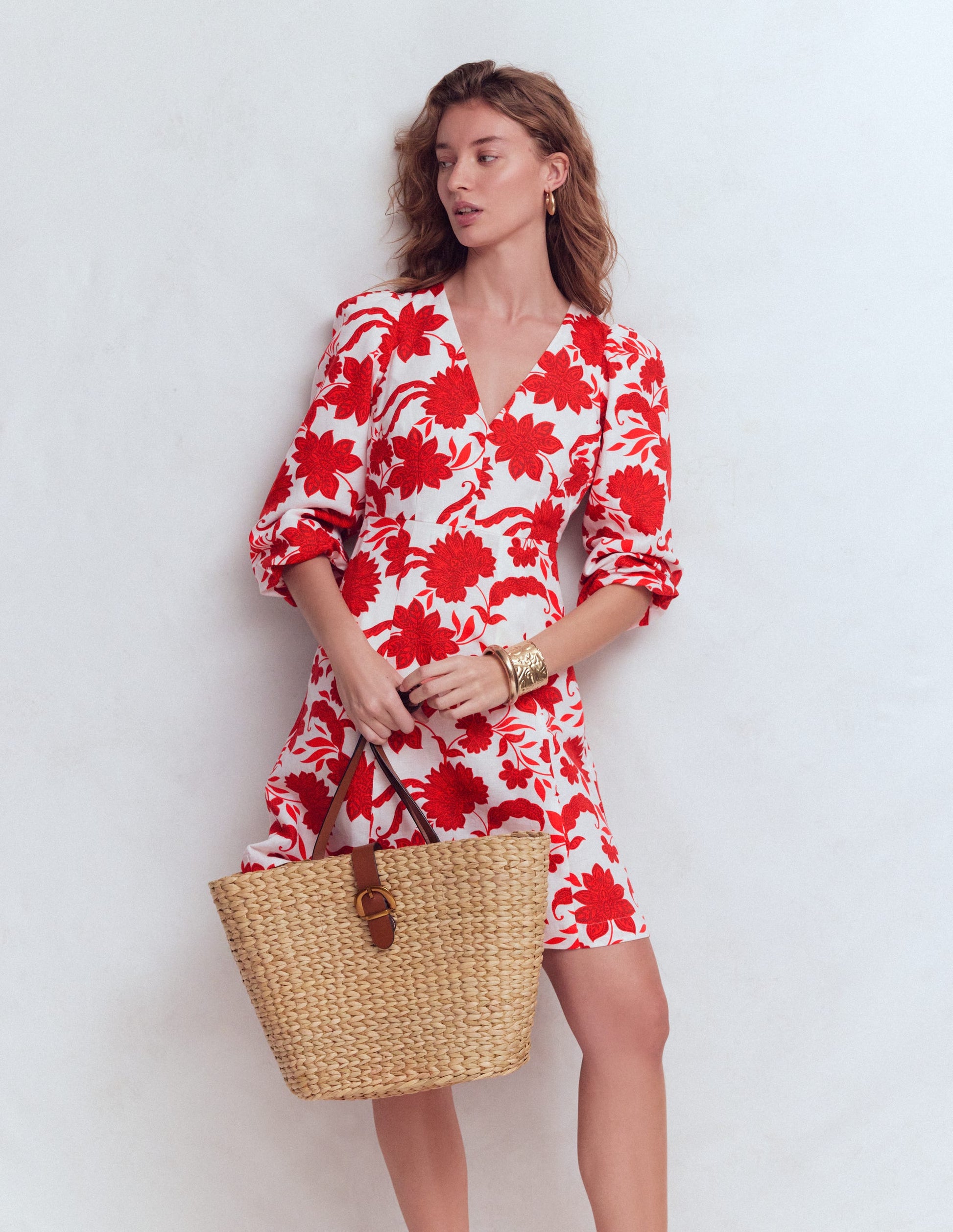 Boden Women's Marla Linen Blend Short Dress in Red | Size 16/18 Boden Women's Marla Linen Blend Short Dress in Red | Size 16/18