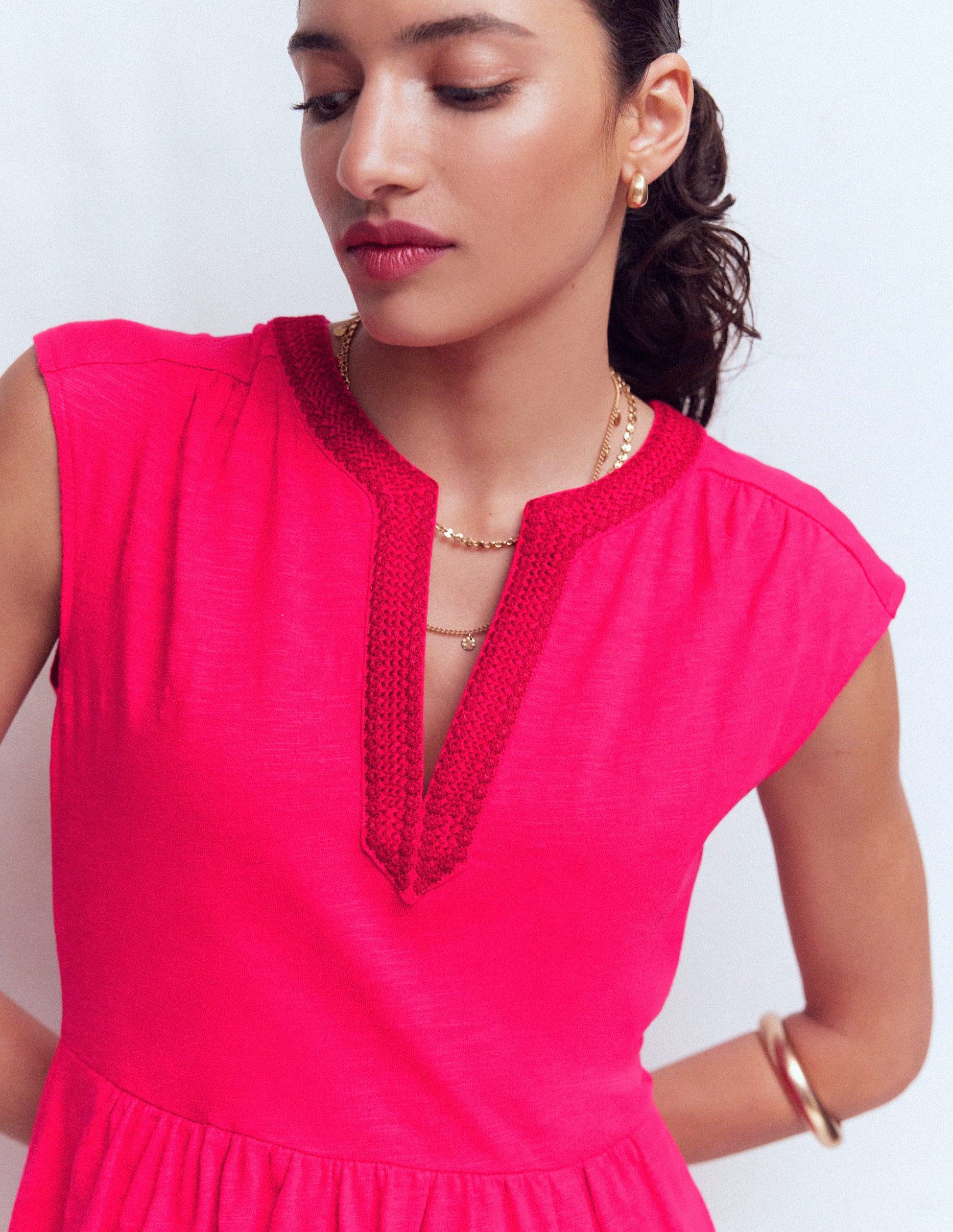 May Jersey Short Dress-Opulent Pink-2