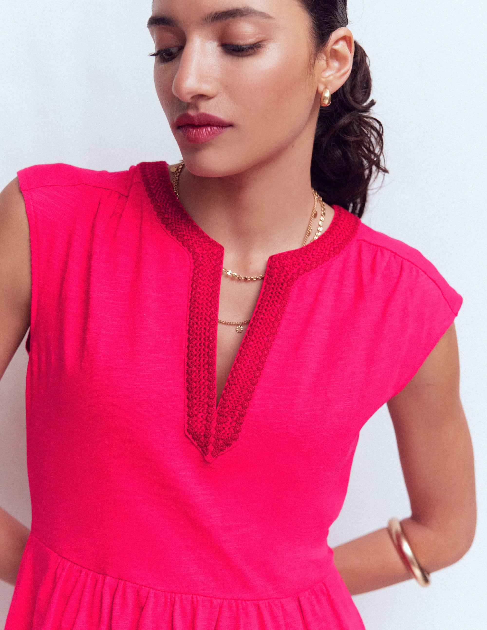 May Embroidered Short Dress-Opulent Pink - Image 2