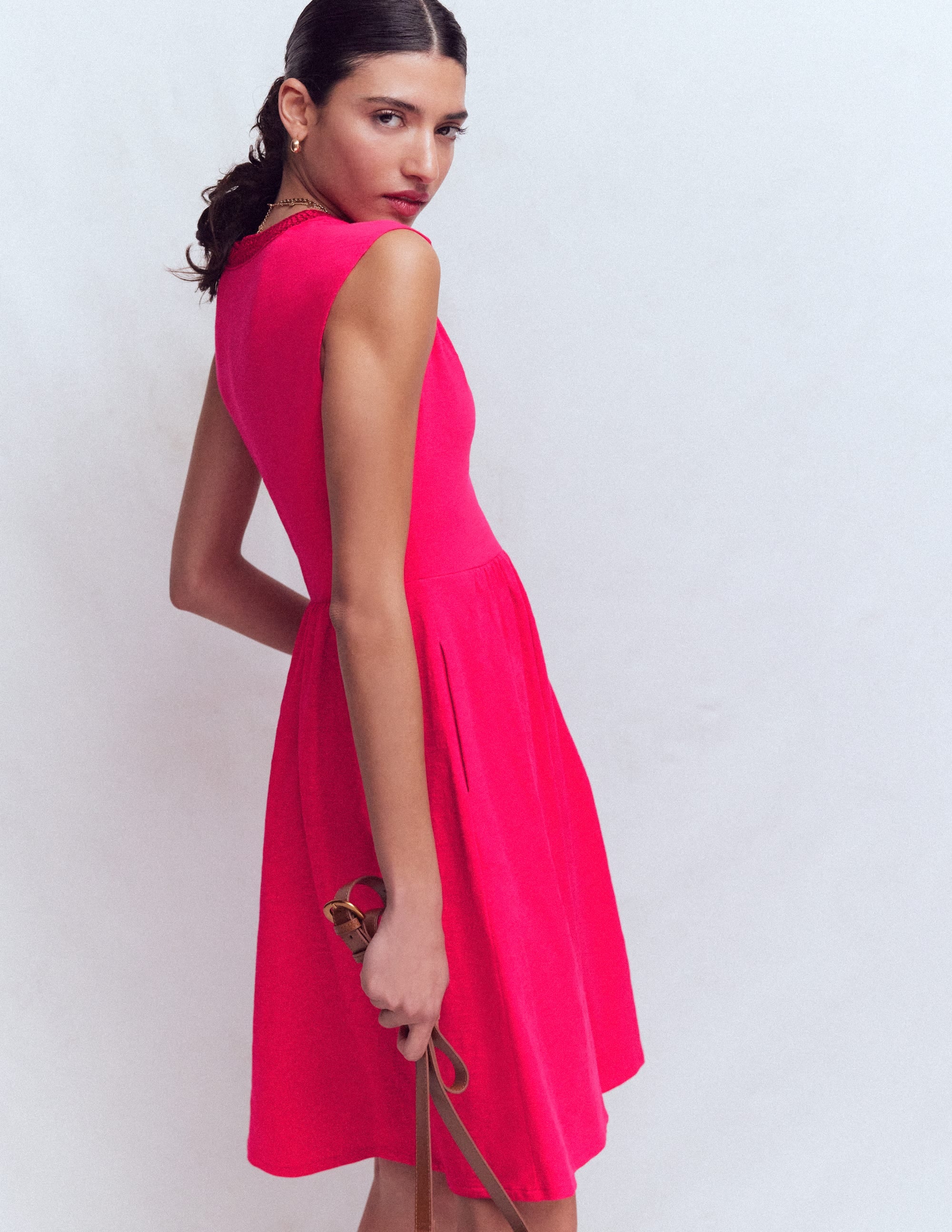 May Embroidered Short Dress-Opulent Pink - Image 3