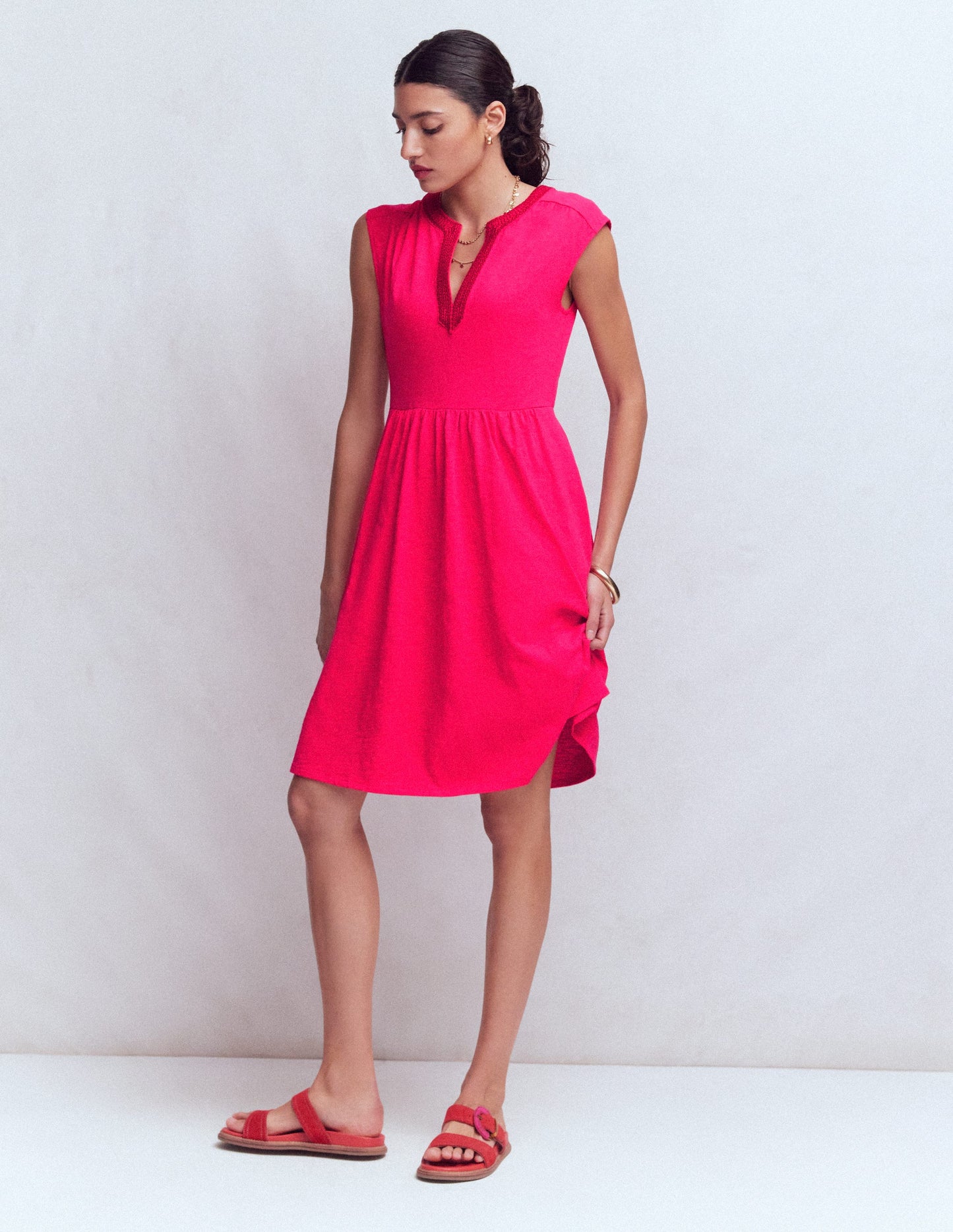 May Jersey Short Dress-Opulent Pink