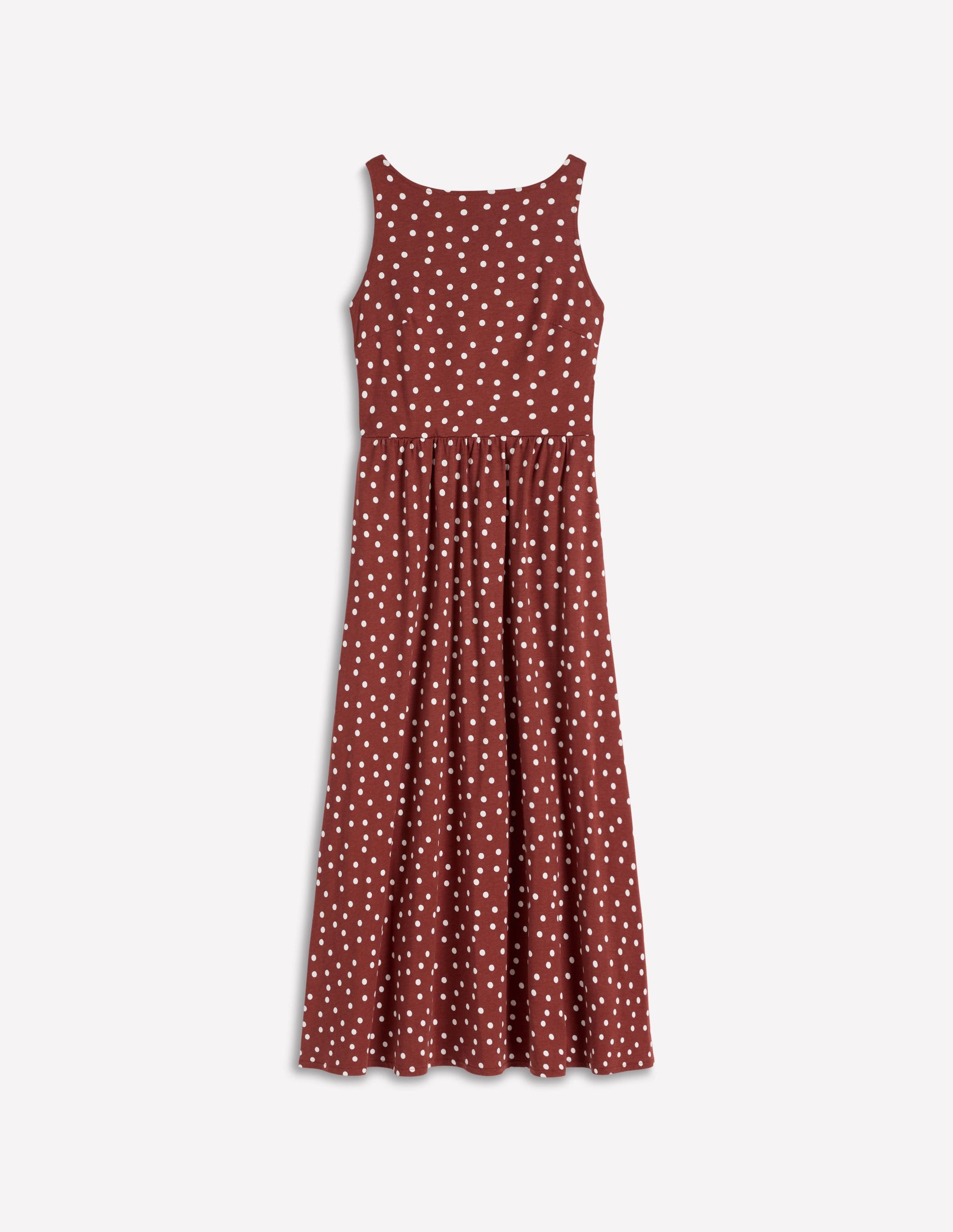 Saoirse Smocked Jersey Dress-Roasted Brown, Painted Dot-6