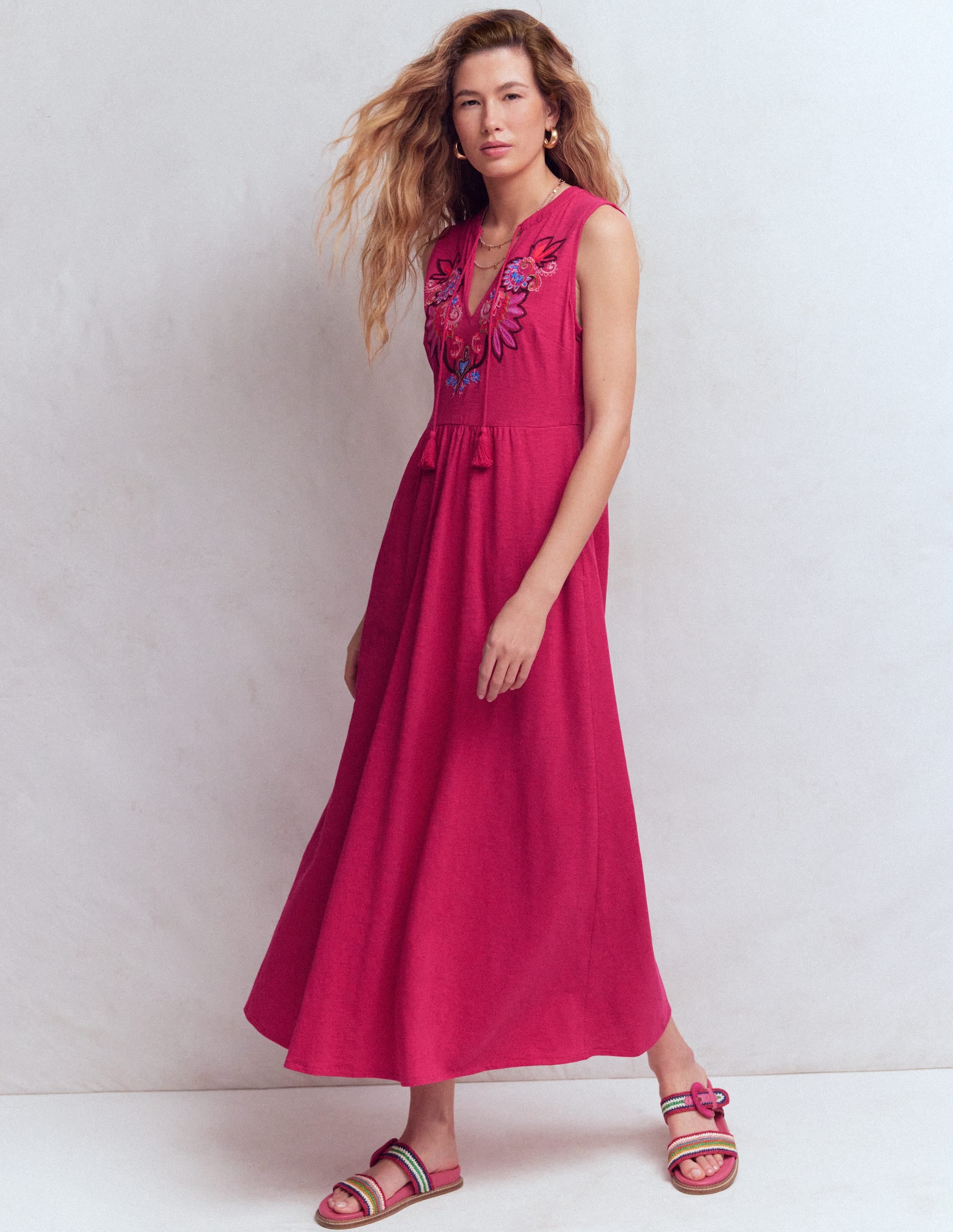 Notch Neck Jersey Maxi Dress-Granita - Image 1