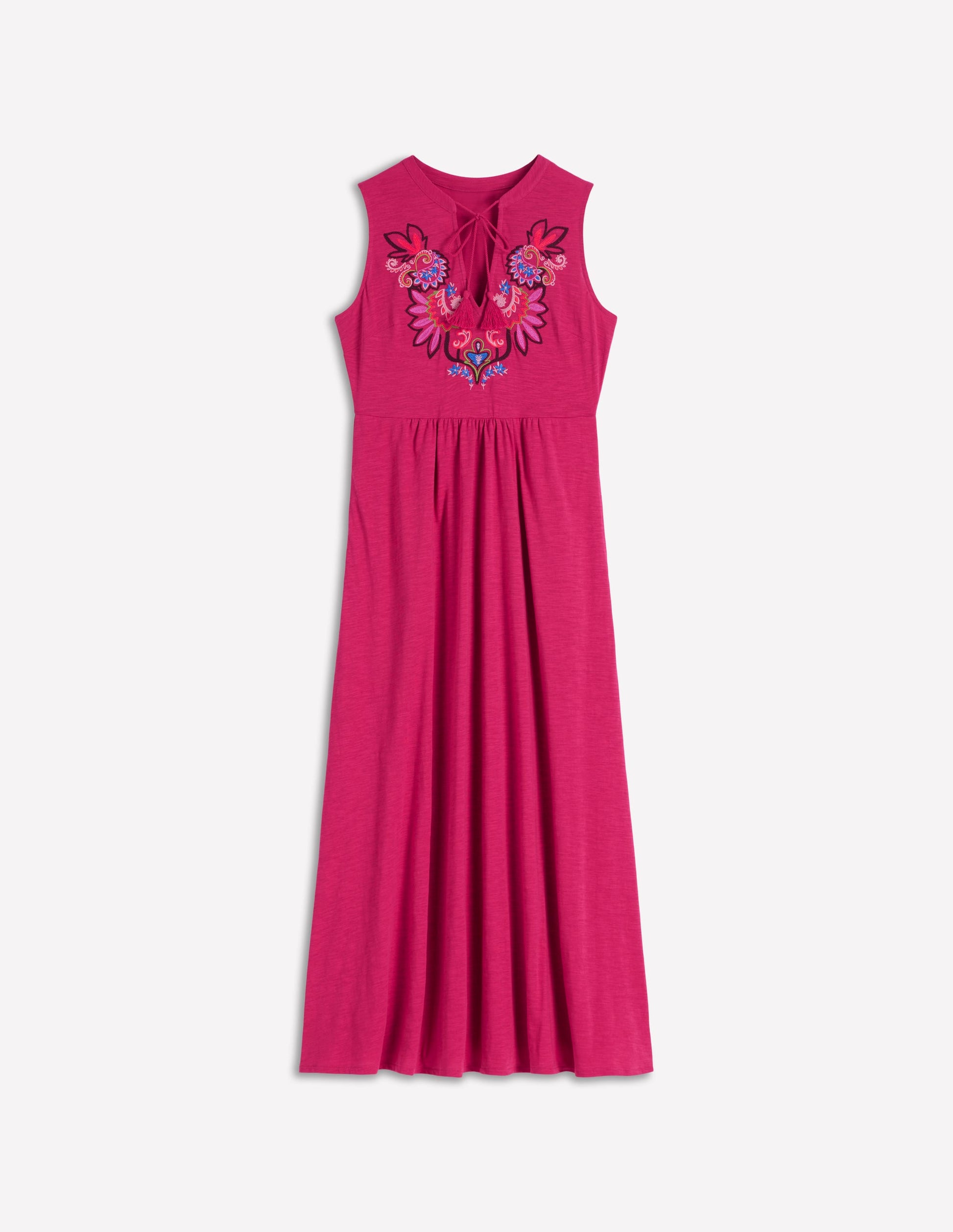 Boden Women's Notch Neck Jersey Maxi Dress in Red