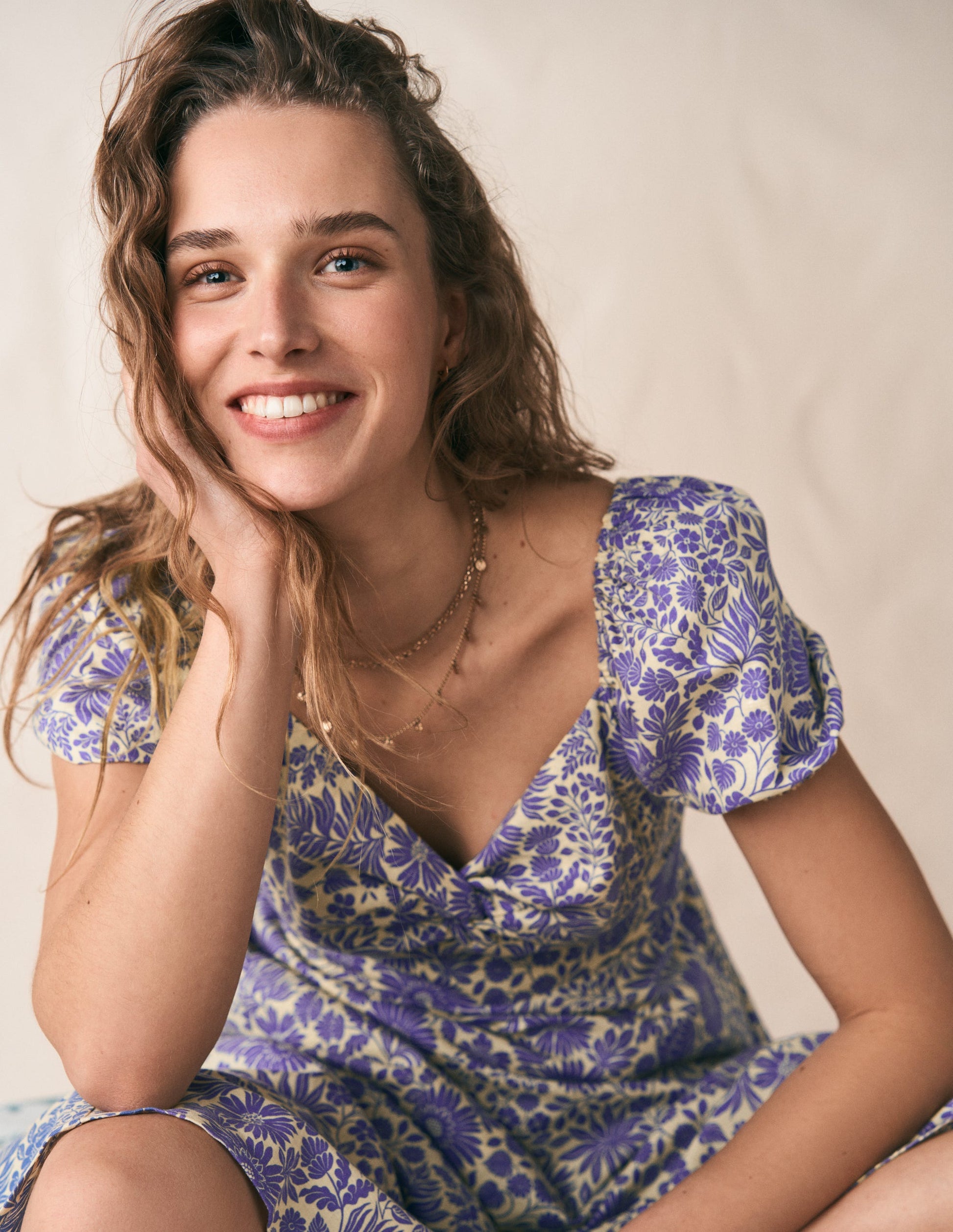 Boden Women's Twist Front Linen Blend Dress in Purple | Size 12 Boden Women's Twist Front Linen Blend Dress in Purple | Size 12