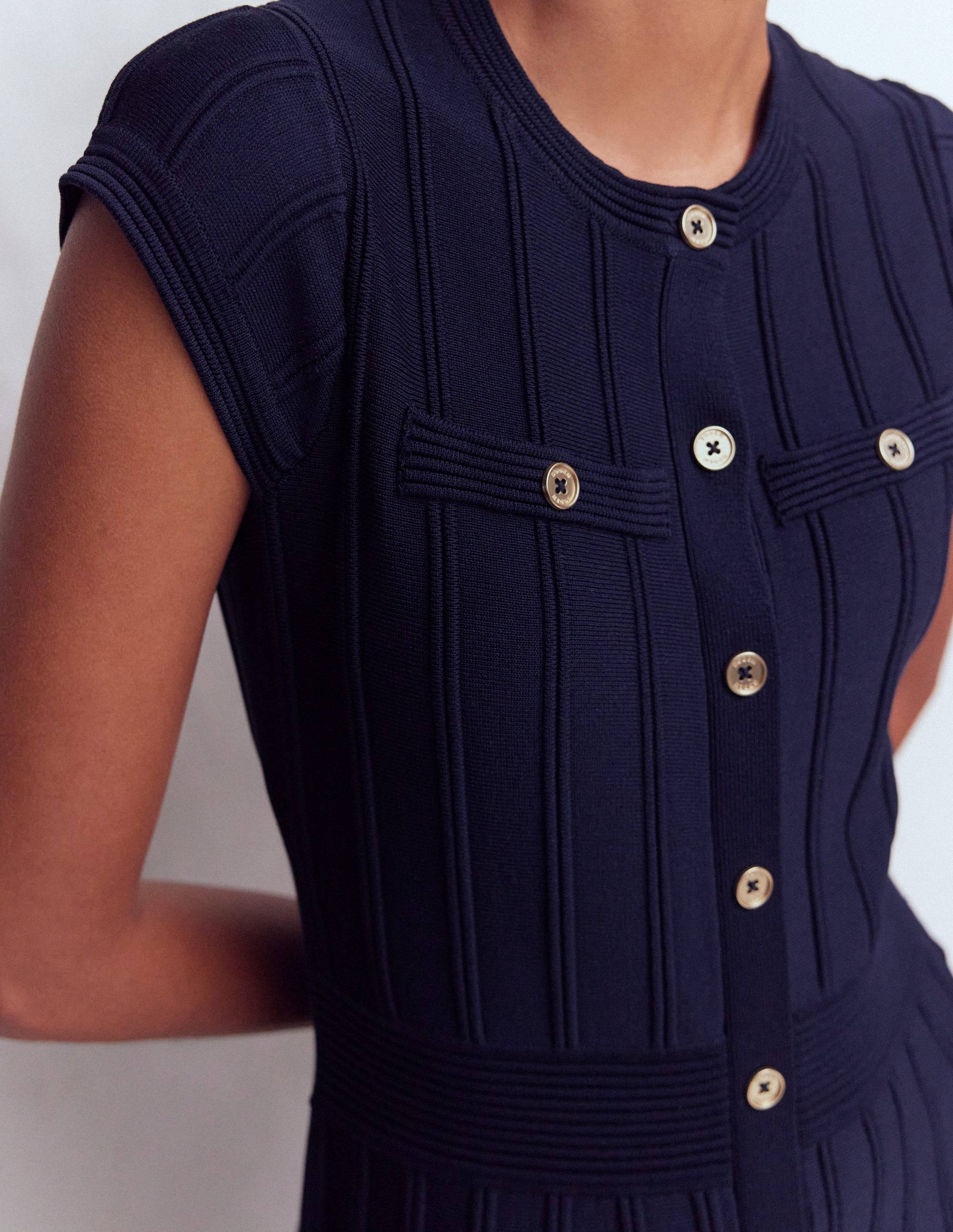Boden Women's Cap Sleeve Knitted Dress in Blue