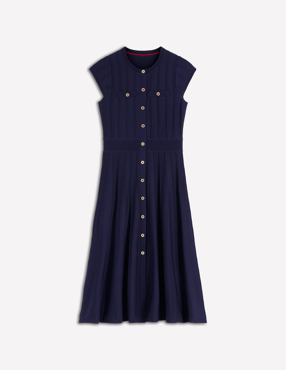 Cap Sleeve Knitted Dress-Navy - Image 7