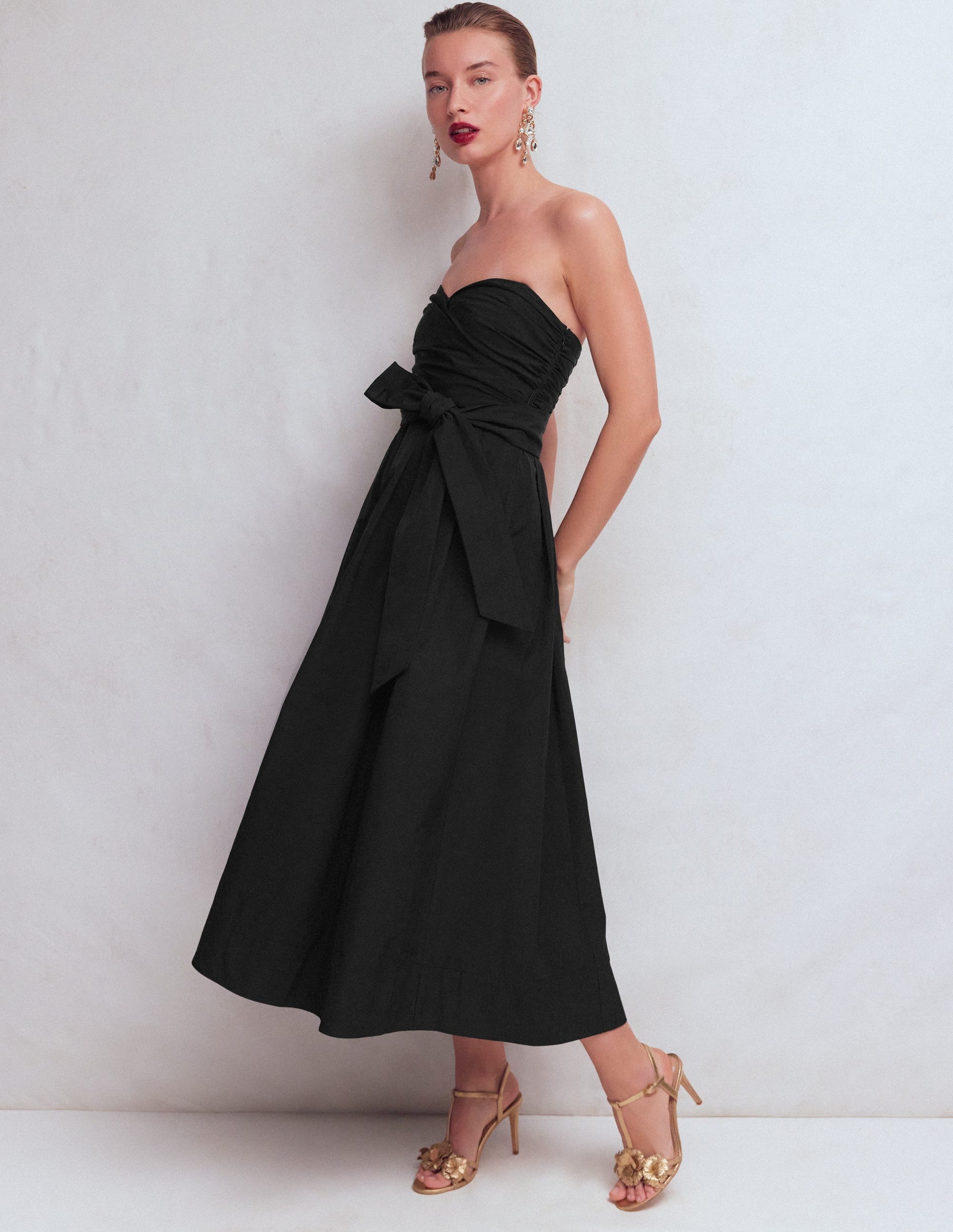 Strapless Taffeta Dress-Black-2