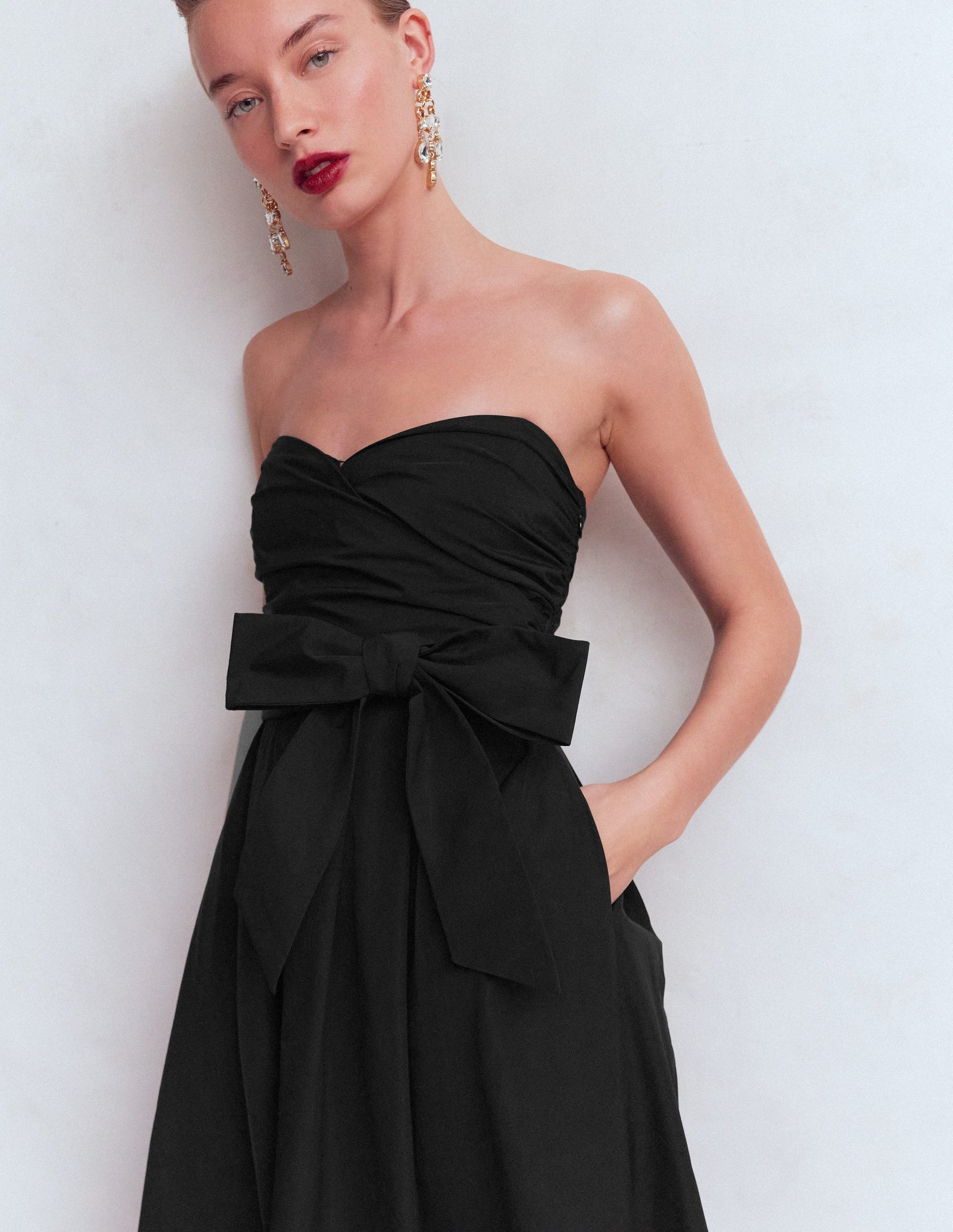 Strapless Taffeta Dress-Black-3