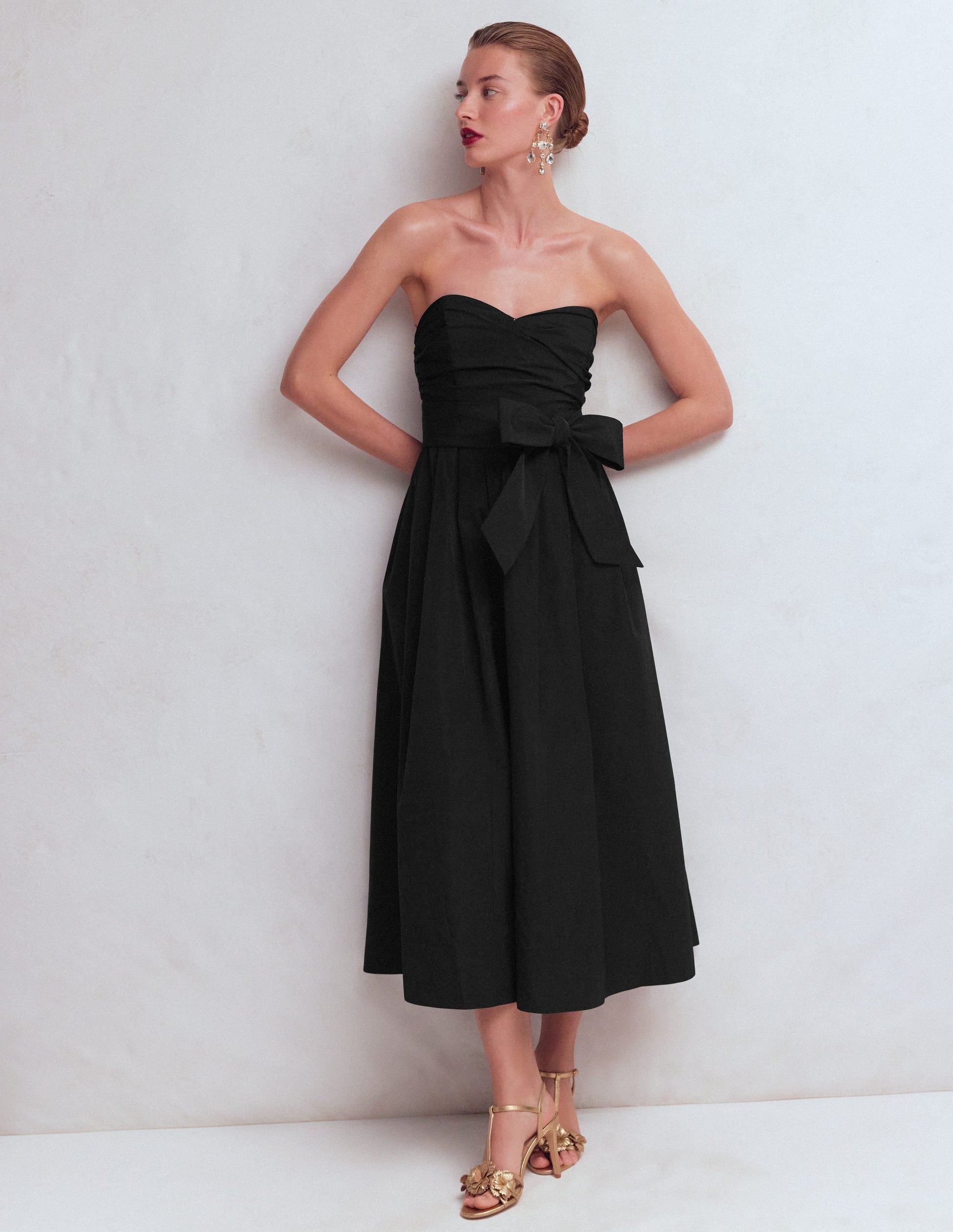 Boden Women's Strapless Taffeta Dress in Black | Size 6 Boden Women's Strapless Taffeta Dress in Black | Size 6