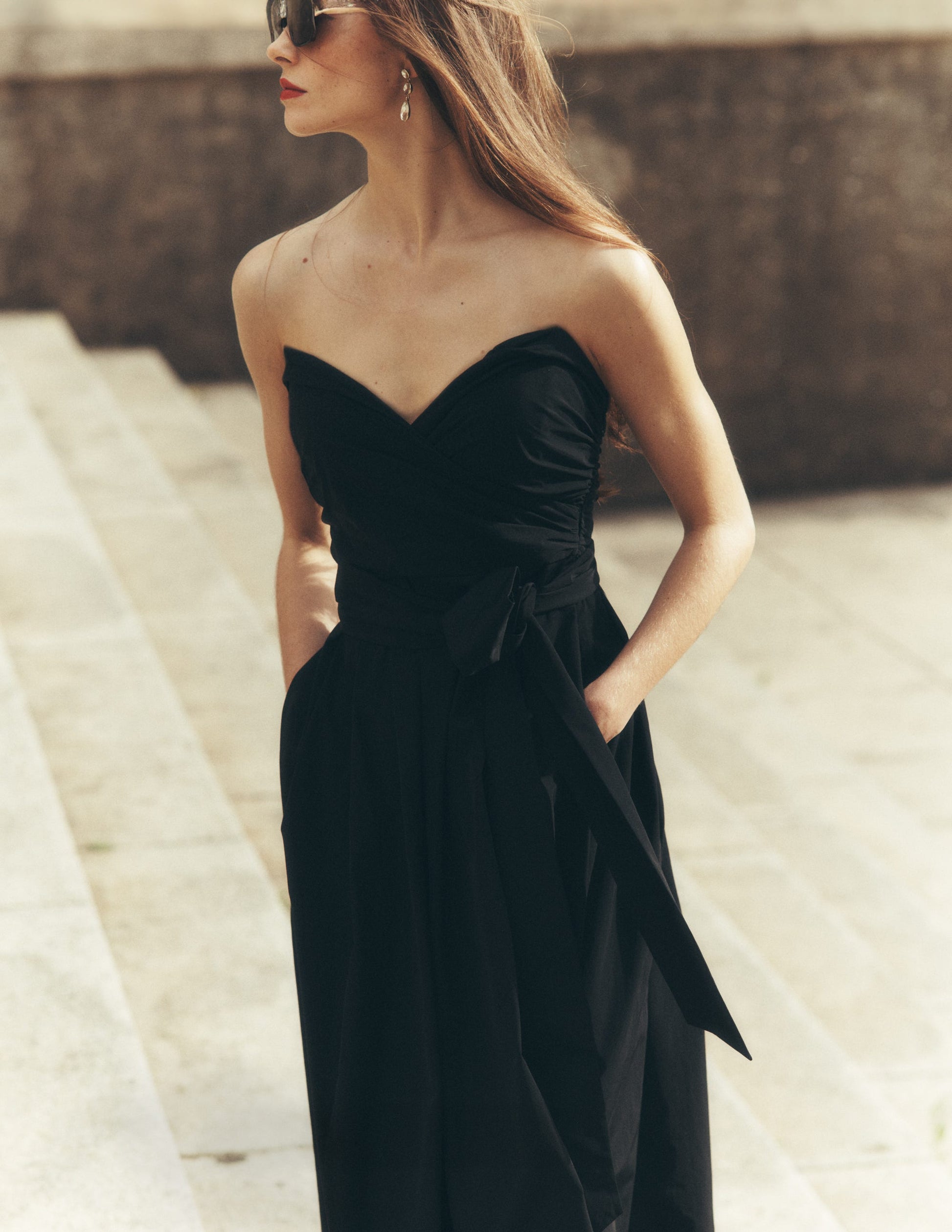 Strapless Taffeta Dress-Black | Boden USA Strapless Taffeta Dress-Black | Boden USA