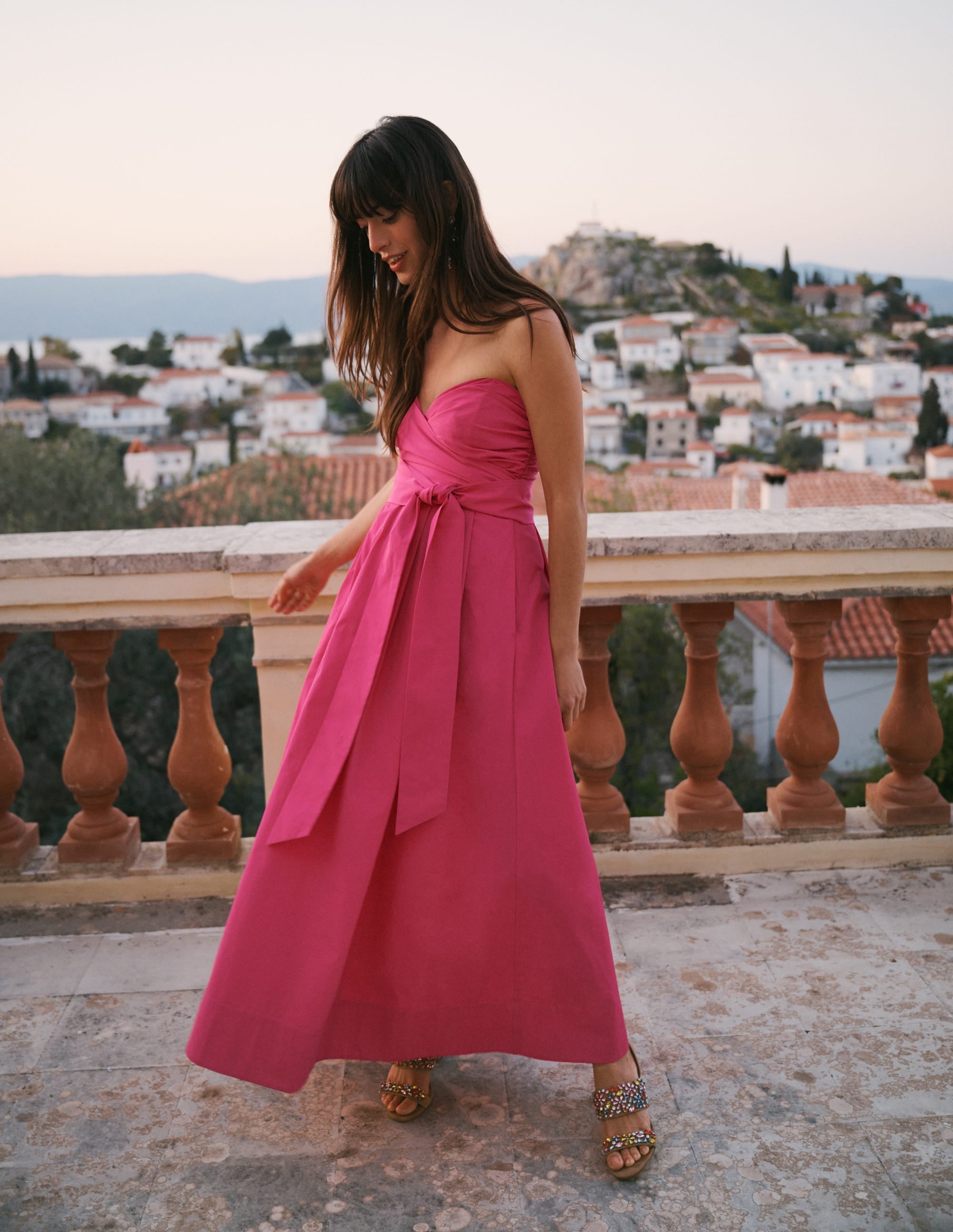 Boden Women's Strapless Taffeta Dress in Pink