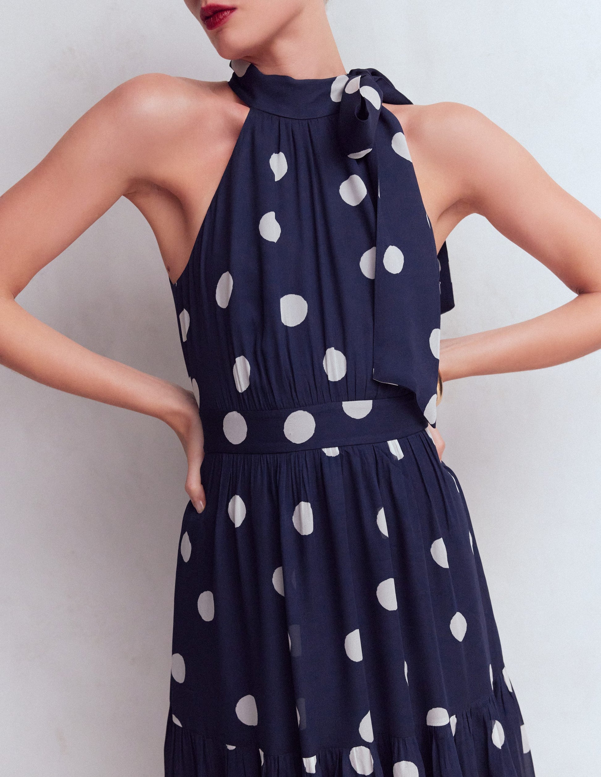 Boden Women's Roisin Tie Neck Maxi Dress in Blue | Size 10 Boden Women's Roisin Tie Neck Maxi Dress in Blue | Size 10