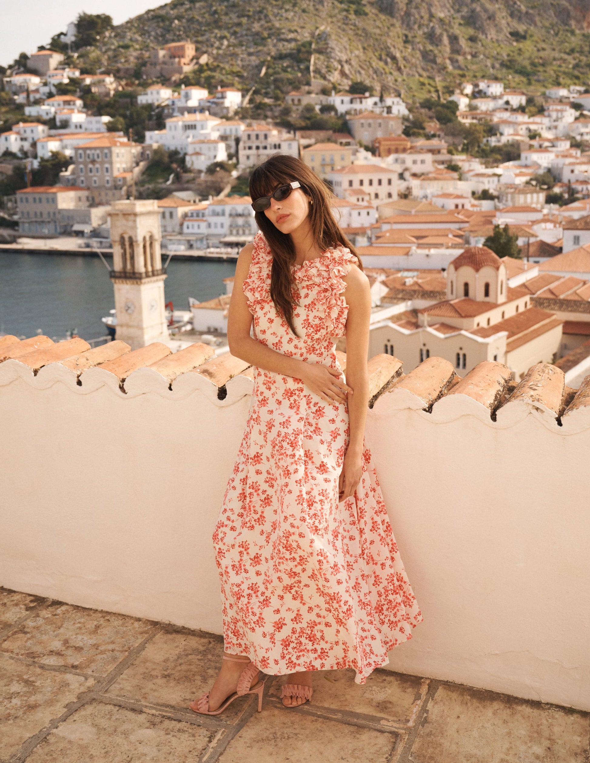 Ruffle Silk Midi Dress-Pink Bloom Scatter Mono | Boden USA Ruffle Silk Midi Dress-Pink Bloom Scatter Mono | Boden USA