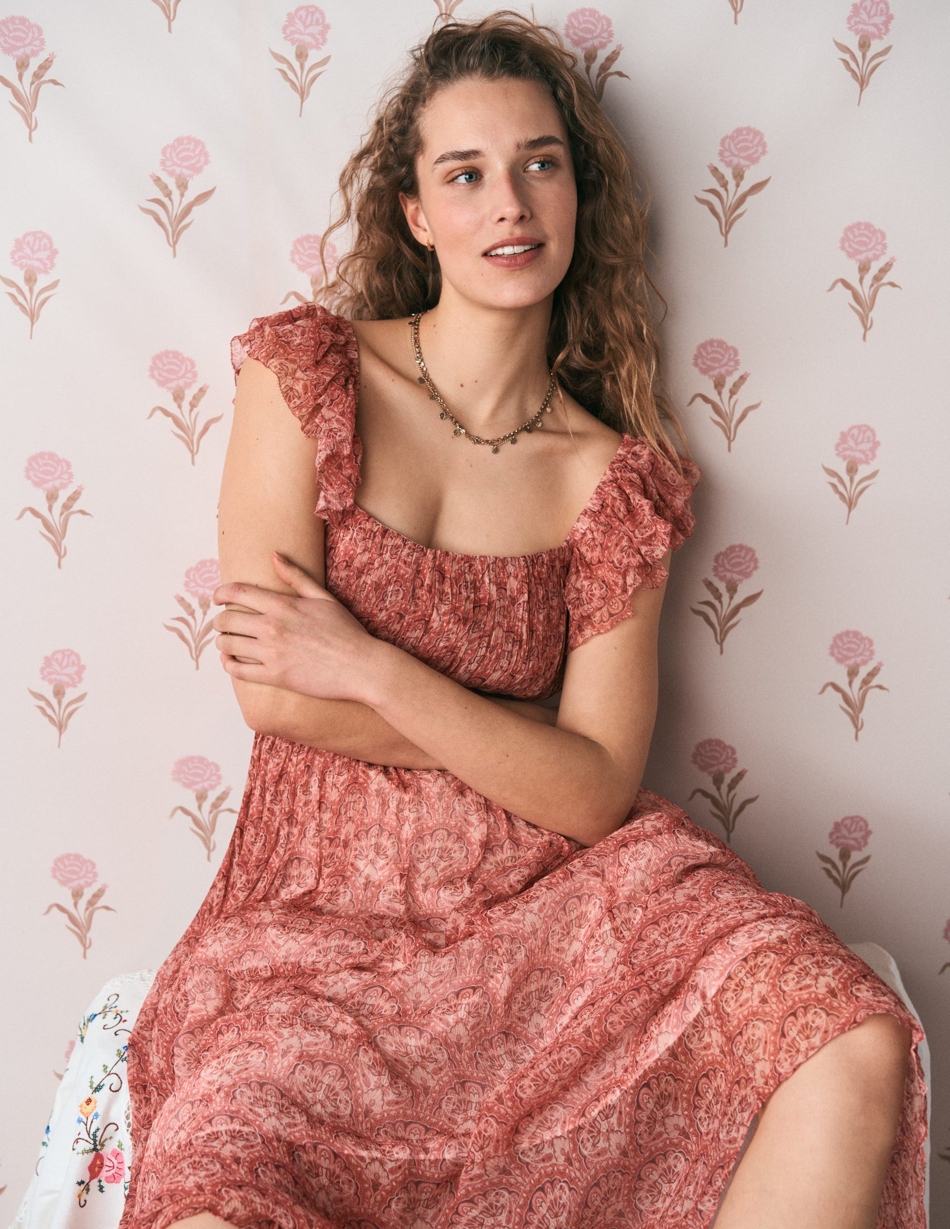 knee length dresses for ladies Crinkle Chiffon Dress– Sueno Made Kauai main image 0