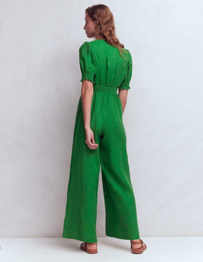 Anna Linen Jumpsuit-Highland Green-3