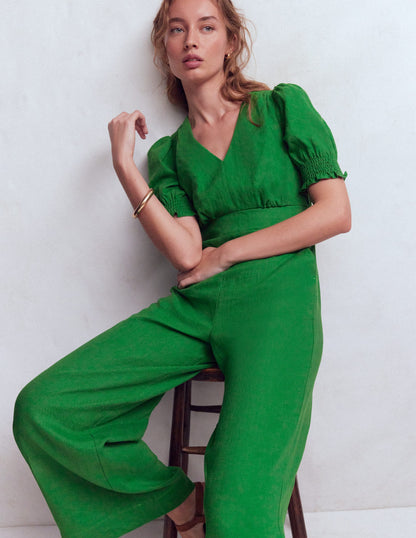 Anna Linen Jumpsuit-Highland Green-4