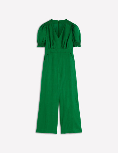 Anna Linen Jumpsuit-Highland Green-6