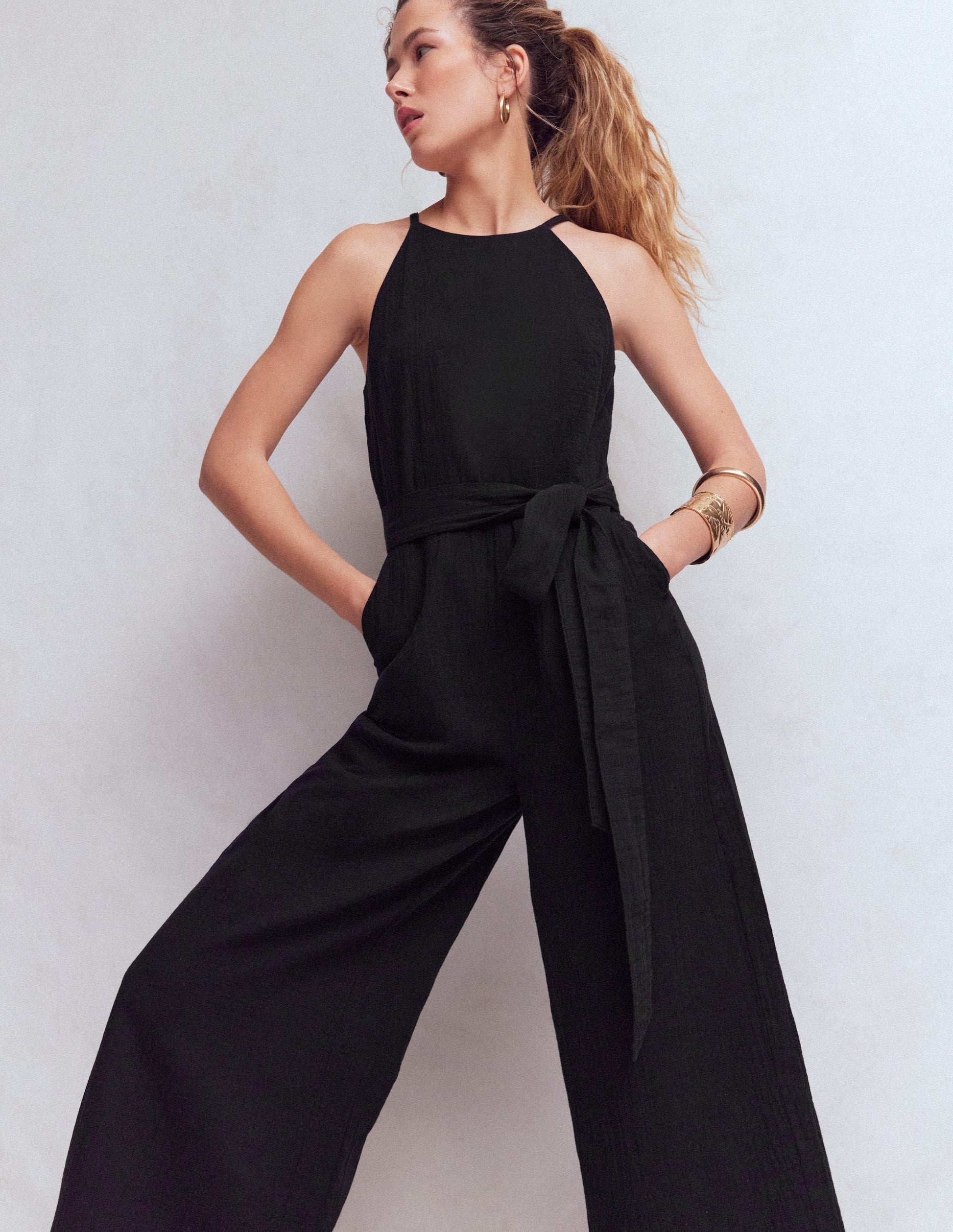 Rosa Double Cloth Jumpsuit-Black-1