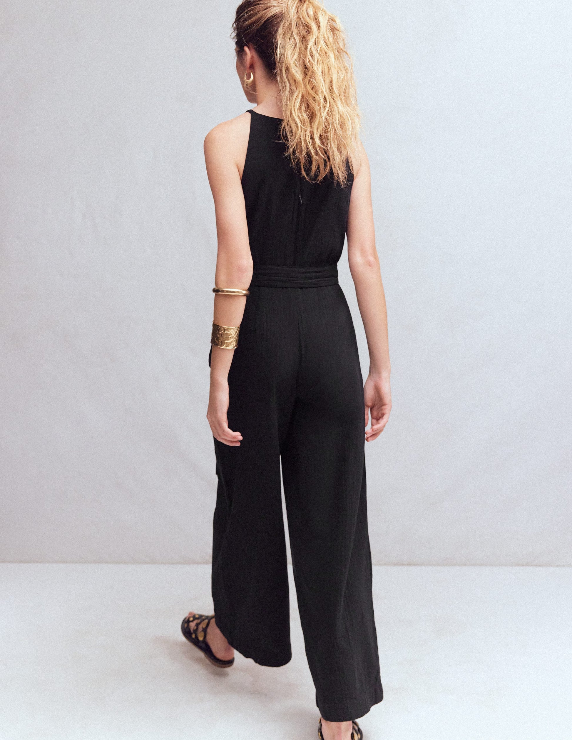 Rosa Double Cloth Jumpsuit-Black-3