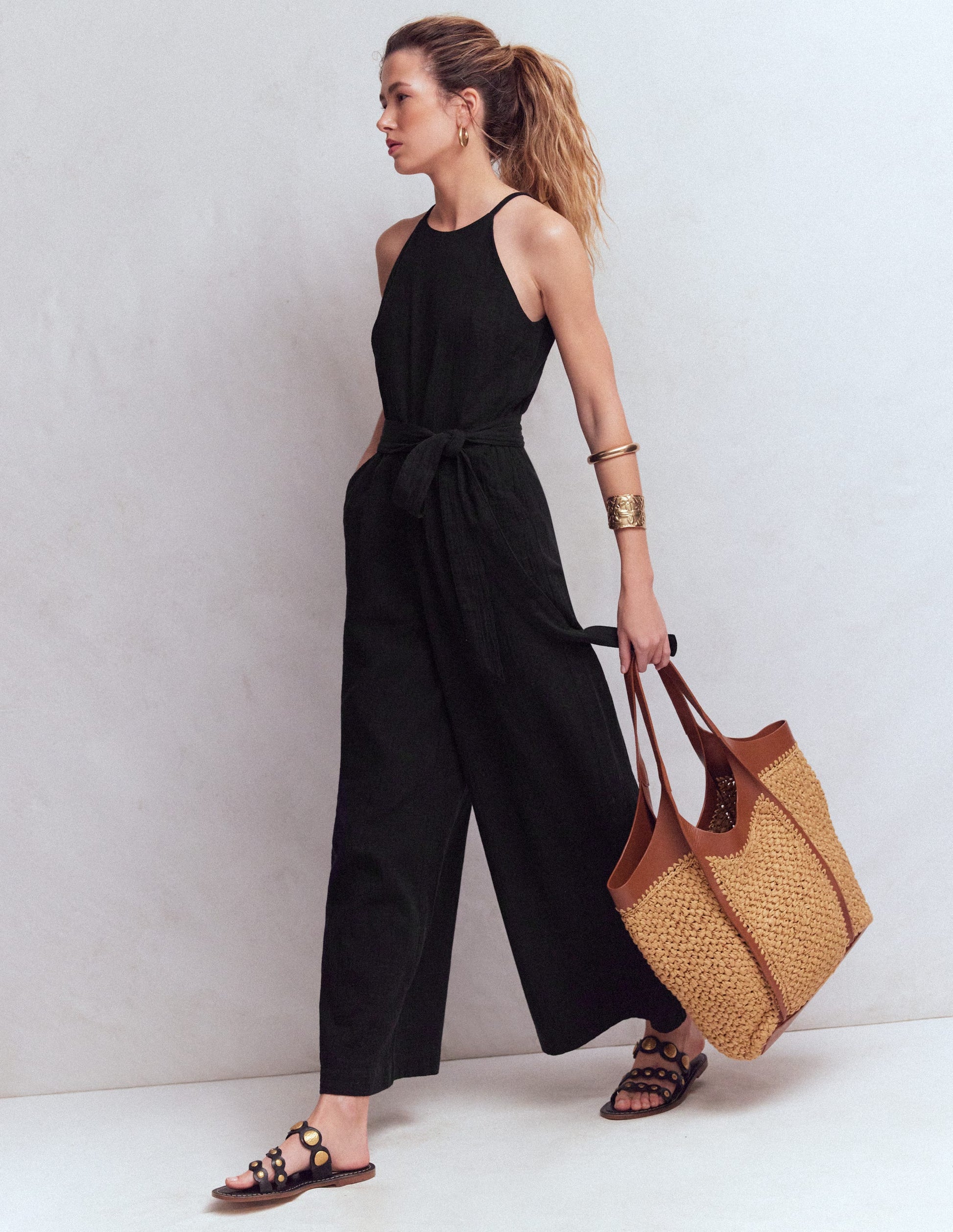 Rosa Double Cloth Jumpsuit-Black-4