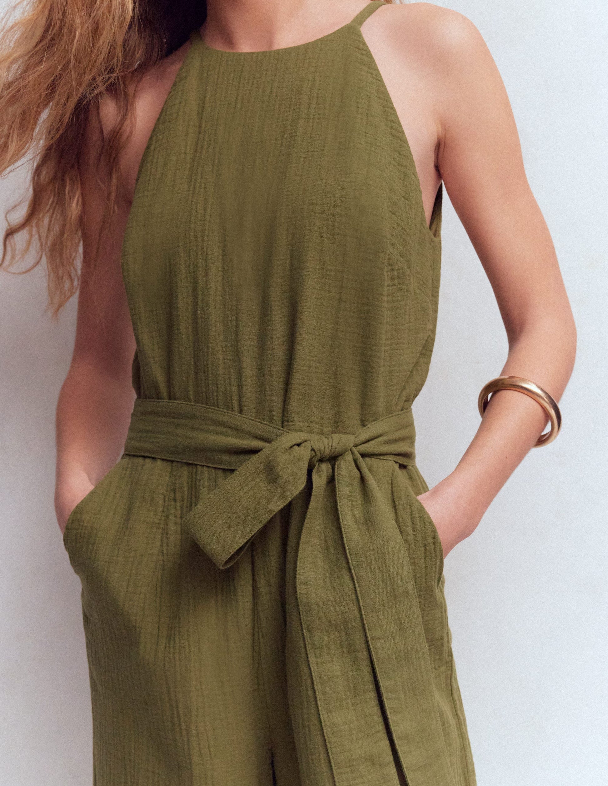 Rosa Double Cloth Jumpsuit-Olive-2