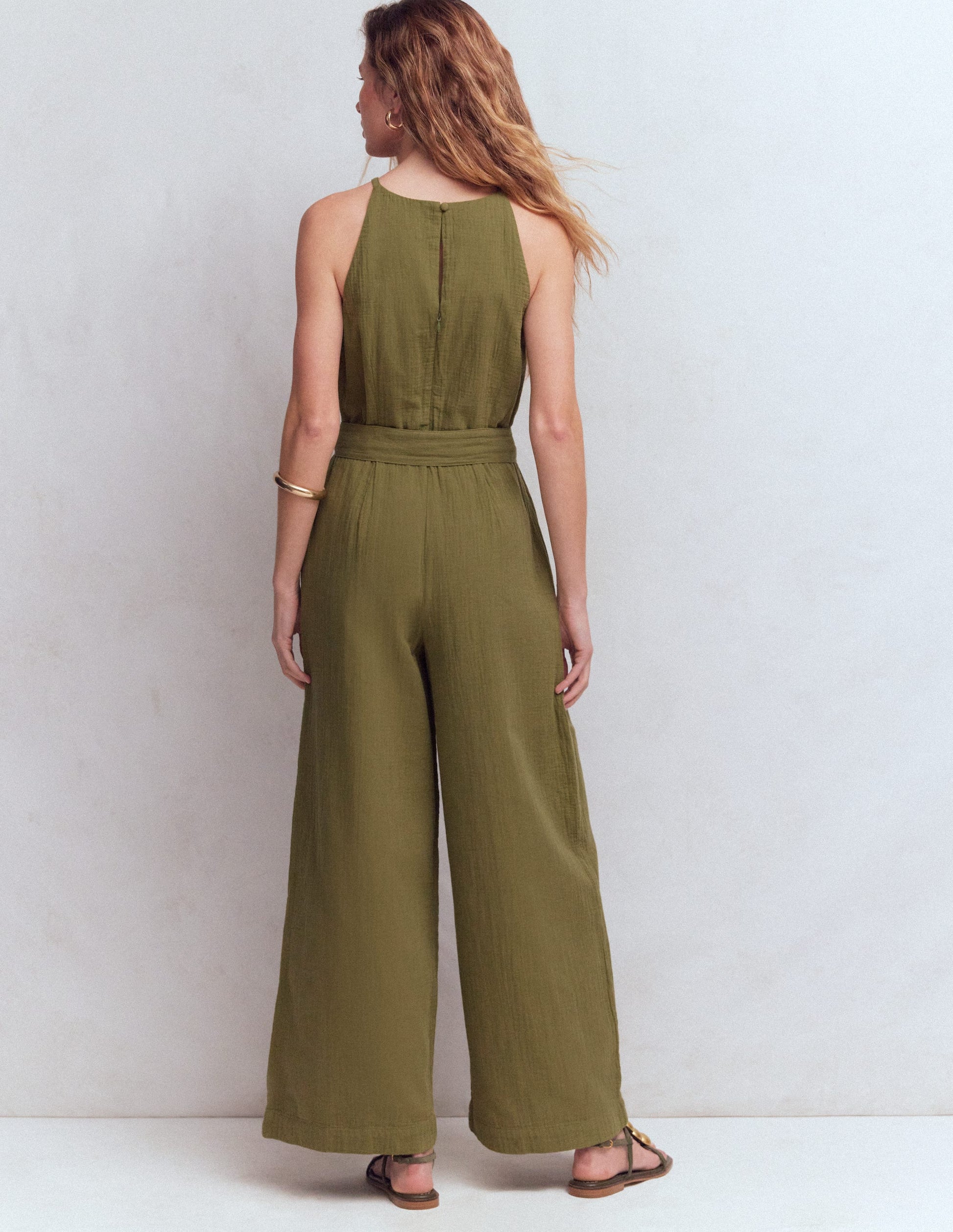 Rosa Double Cloth Jumpsuit-Olive-3