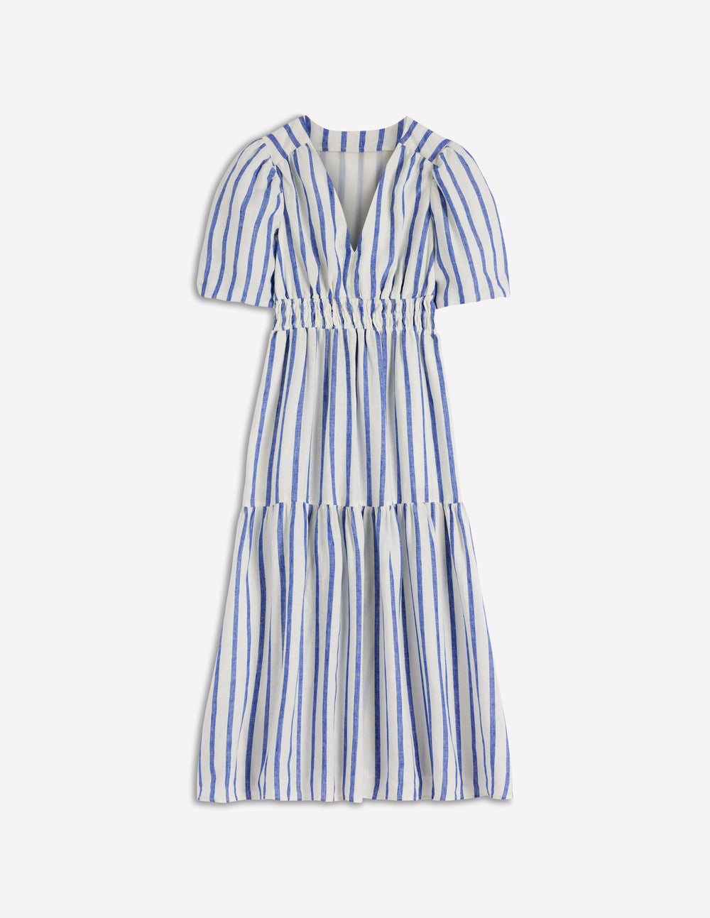 Wsum 1000 Irene Linen Midi Dress - Blue Stripe | Boden USA