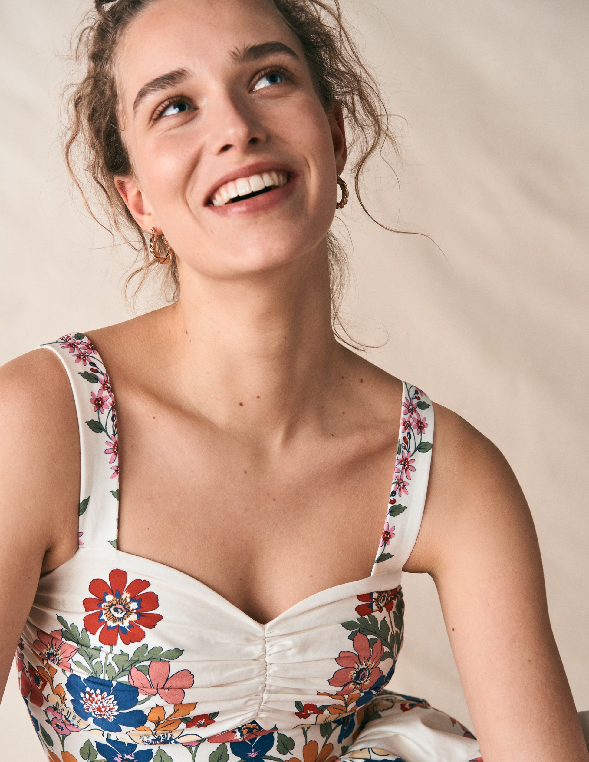 Fit and Flare Midi Dress-Multi Meadow Flowers Lattice-3