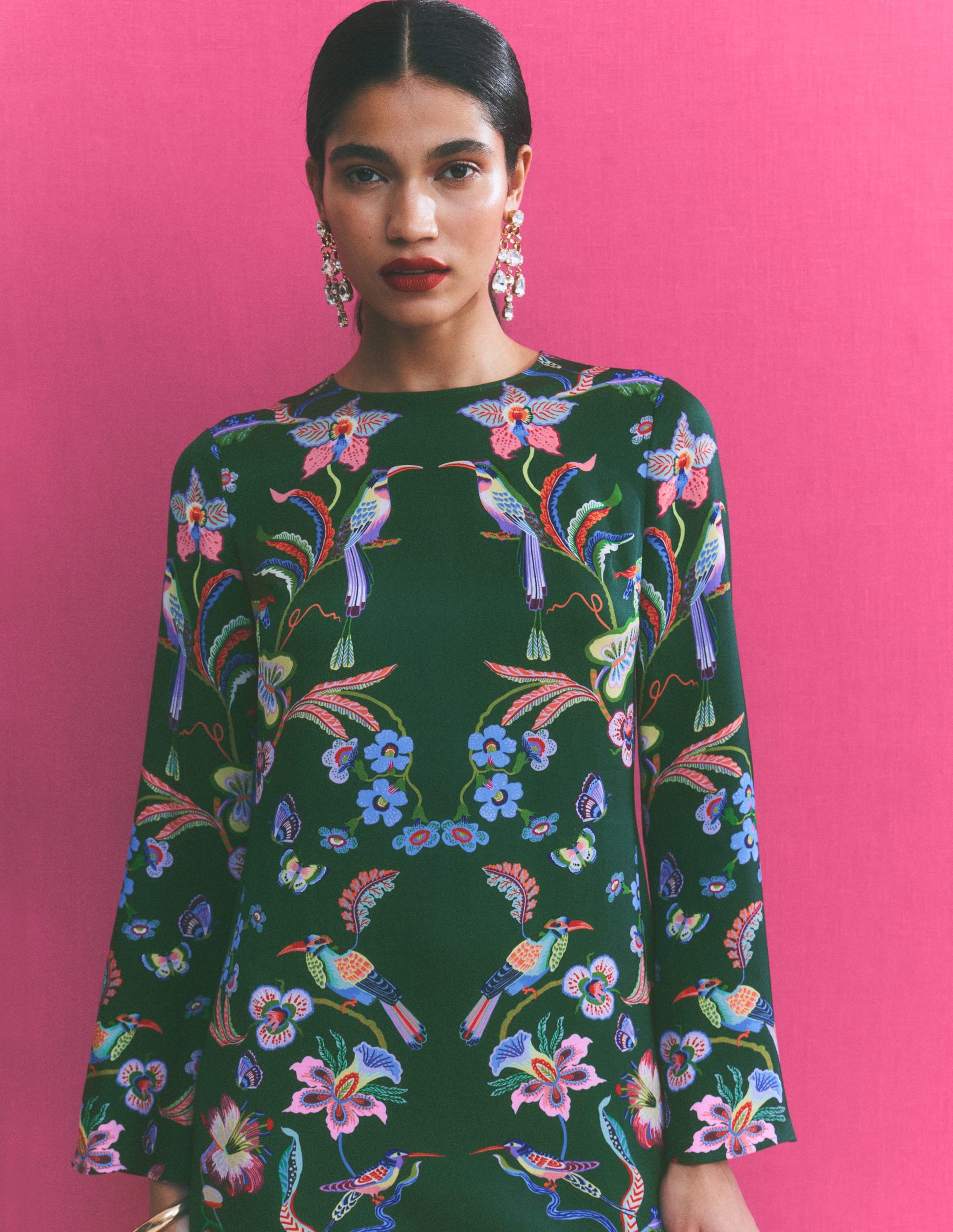 Flared Sleeve Shift Dress-Multi, Orchid Canopy | Boden USA Flared Sleeve Shift Dress-Multi, Orchid Canopy | Boden USA