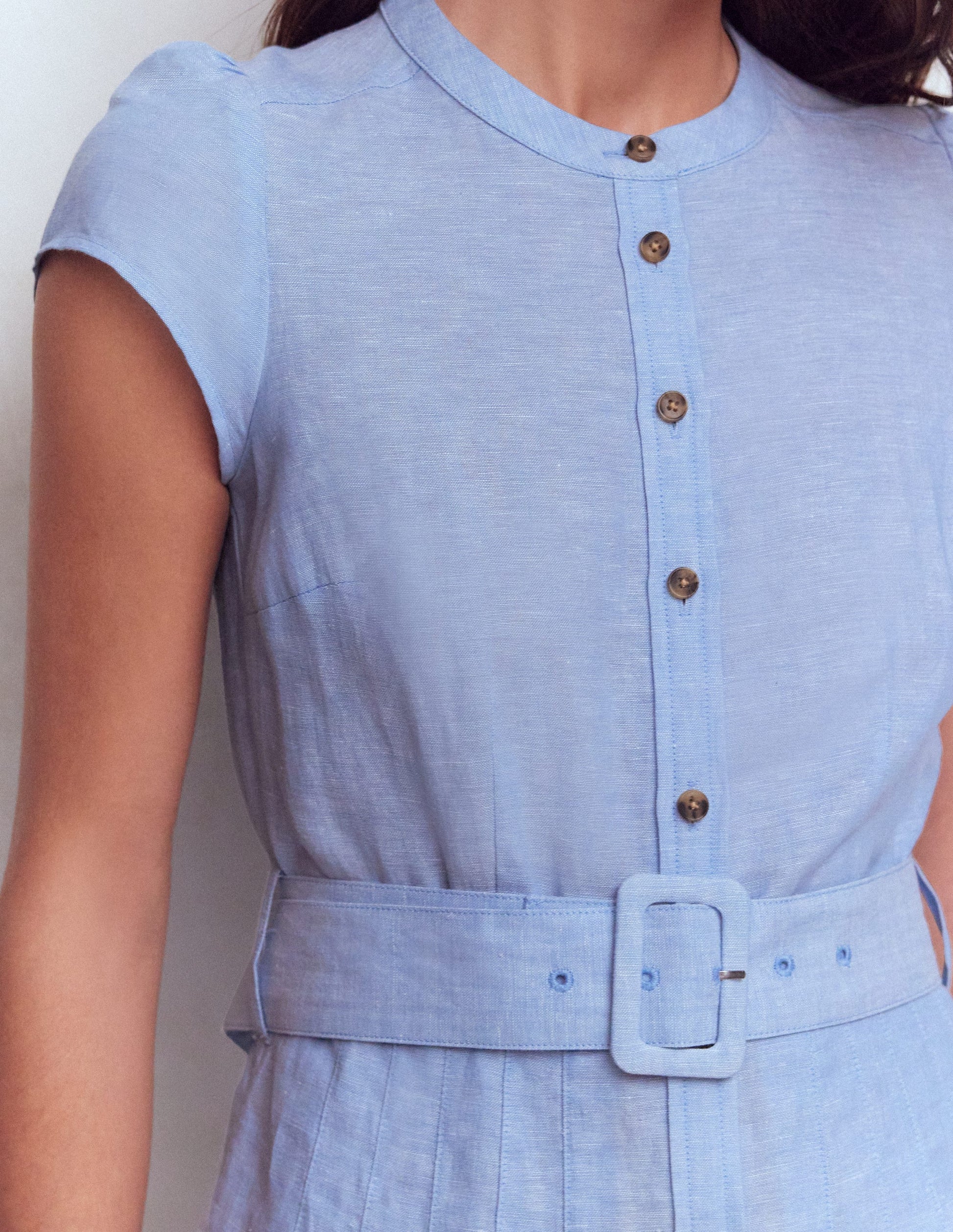 Arabella Short Linen Dress-Chambray | Boden USA Arabella Short Linen Dress-Chambray | Boden USA