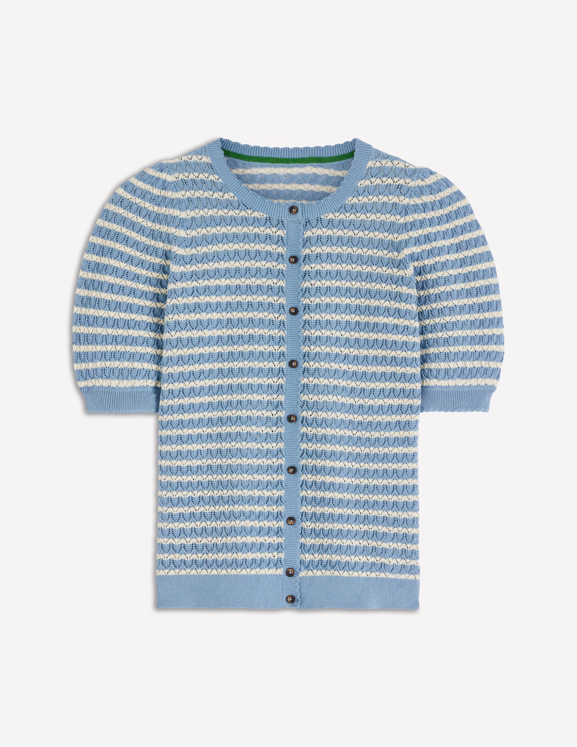 Dot Pointelle Cardigan-Blue Stripe-5