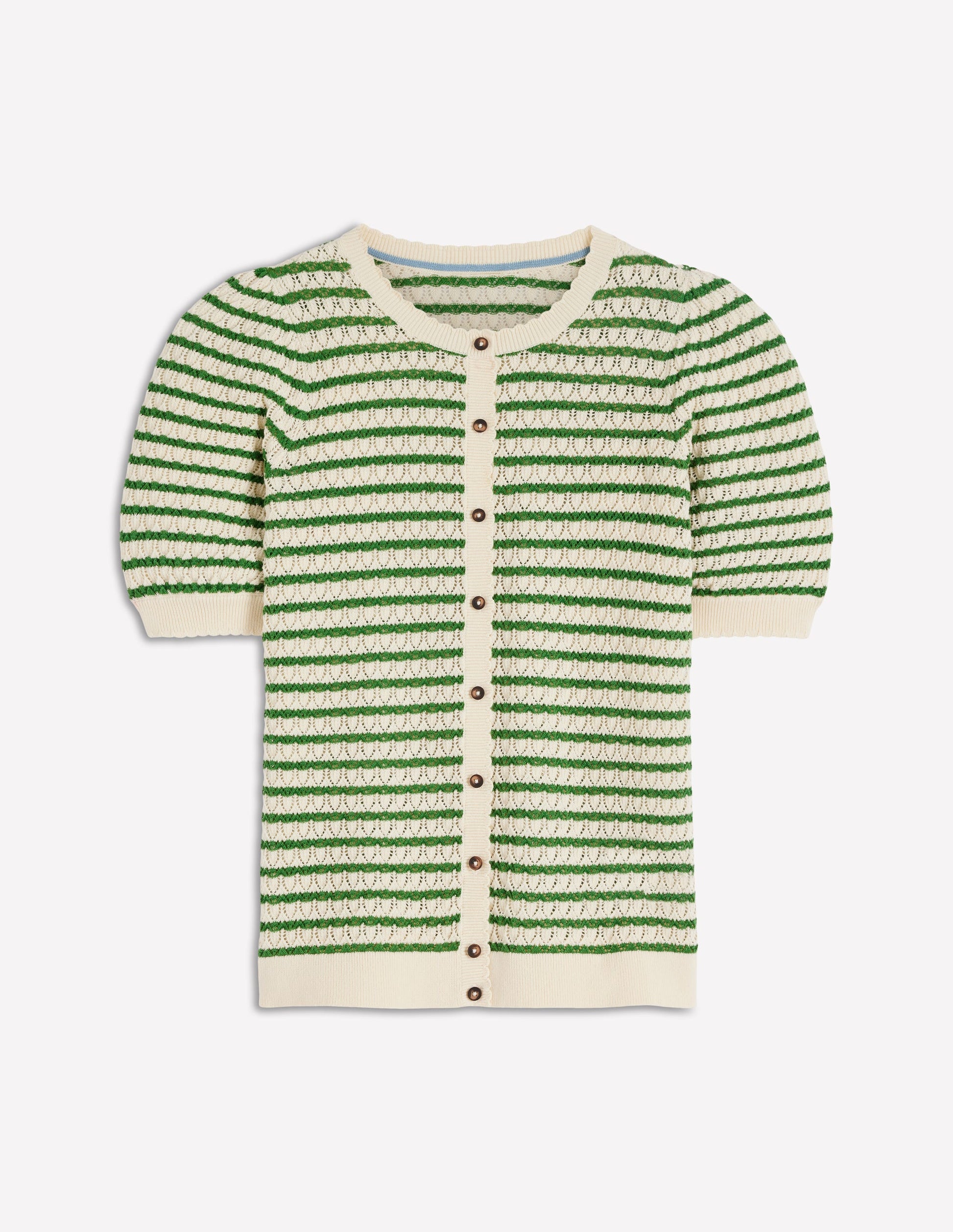 Dot Pointelle Cardigan-Green Stripe-5