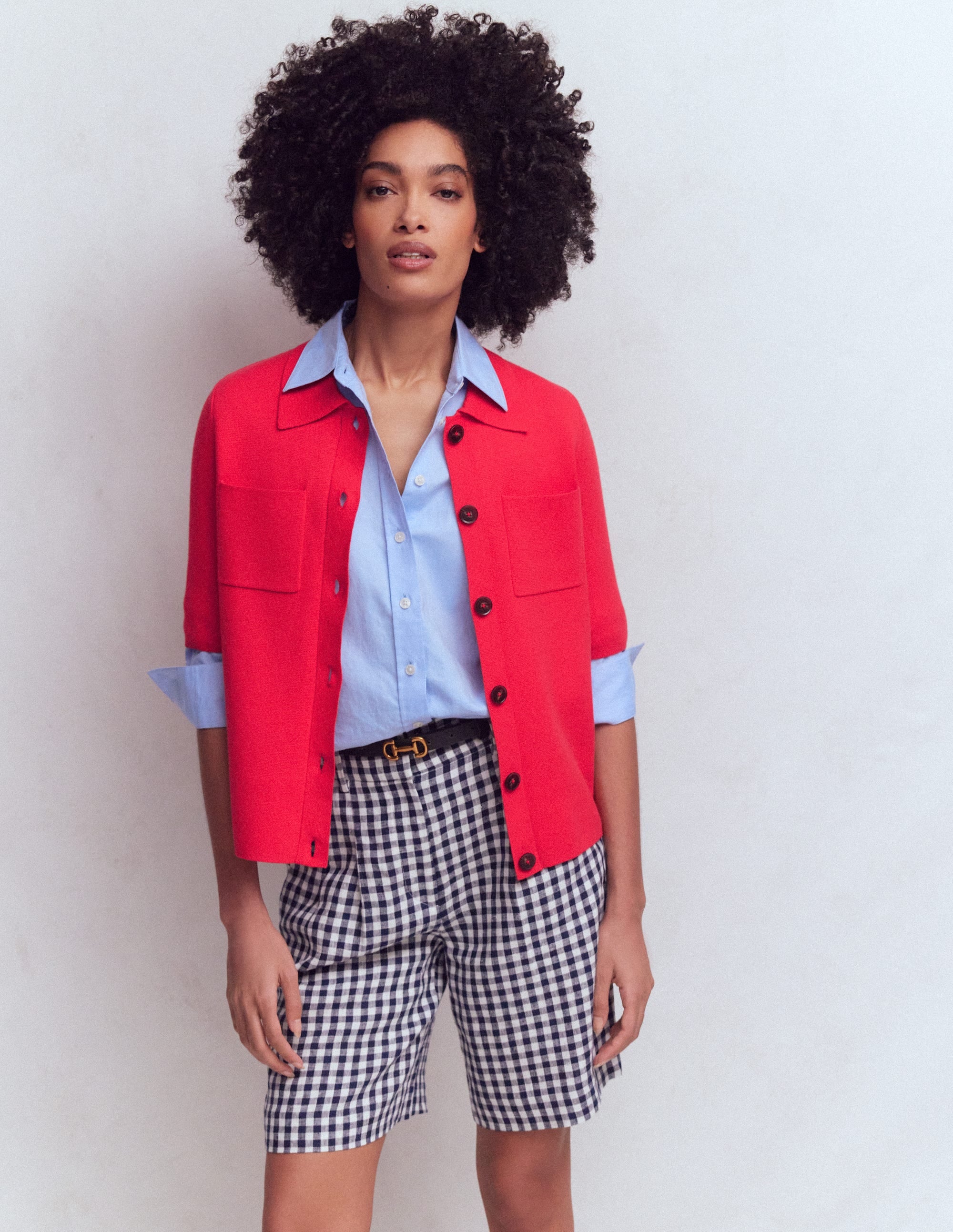 Short Sleeve Knit Shirt-Bright Cherry - Image 1