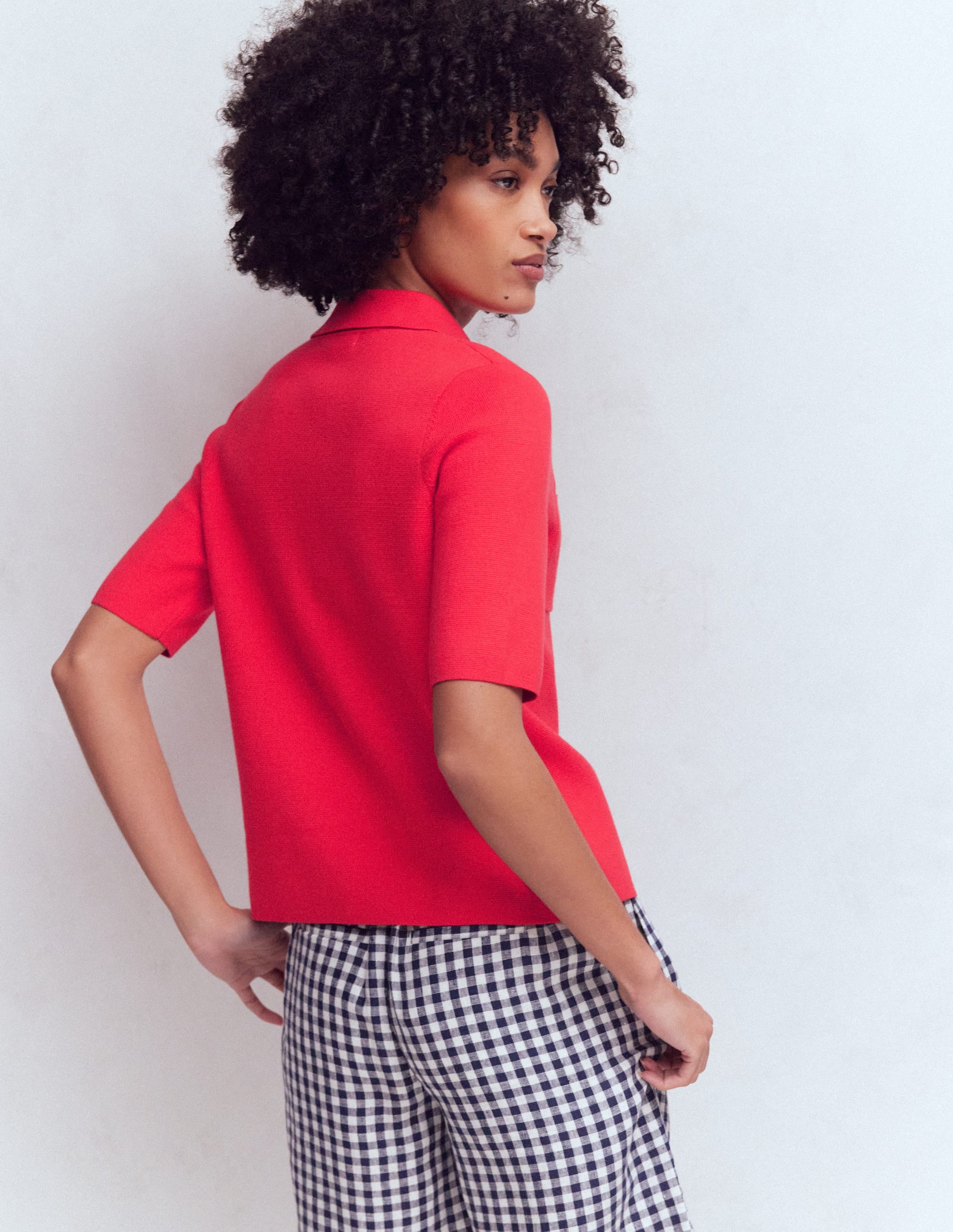 Short Sleeve Knit Shirt-Bright Cherry - Image 3
