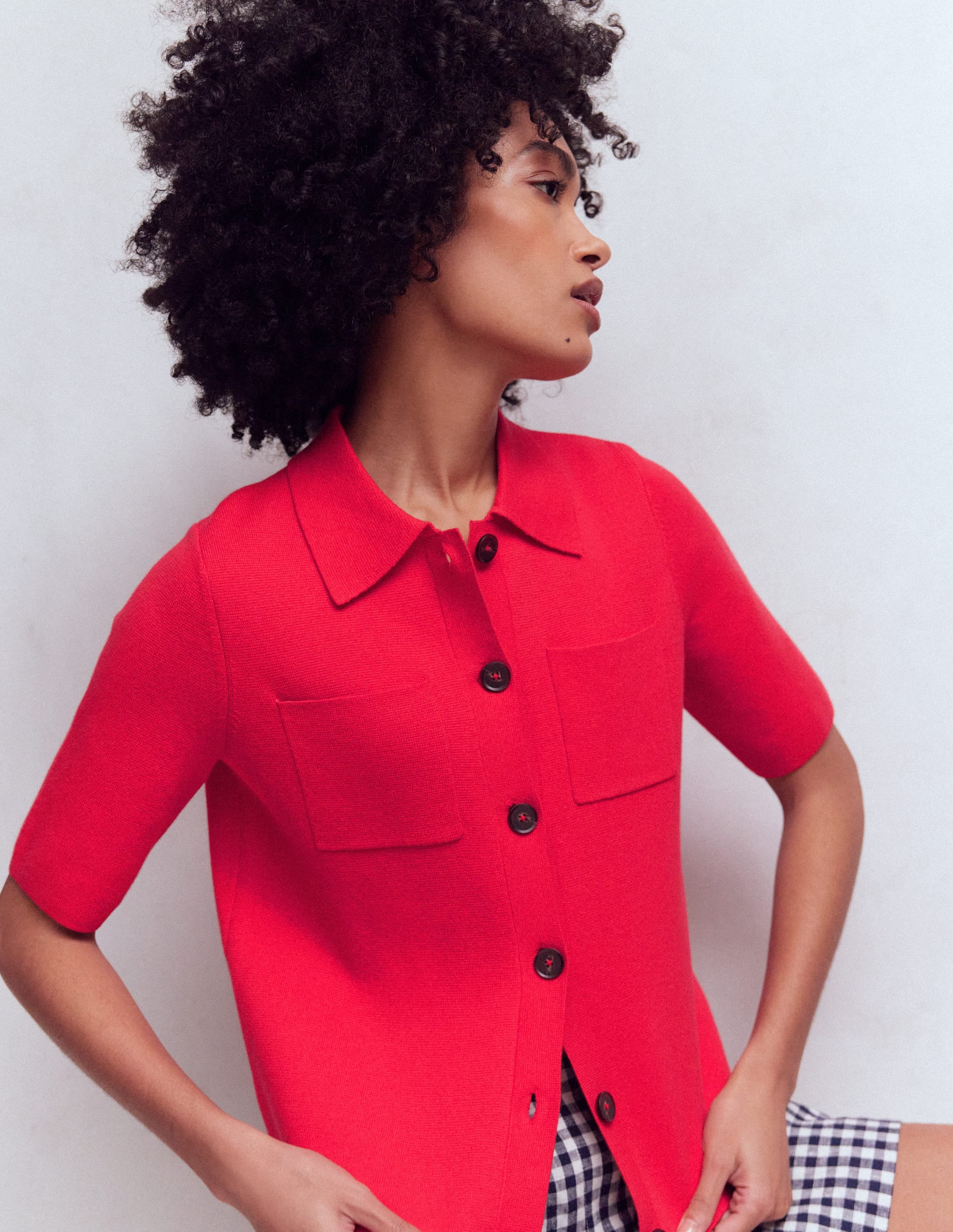 Short Sleeve Knit Shirt-Bright Cherry - Image 4