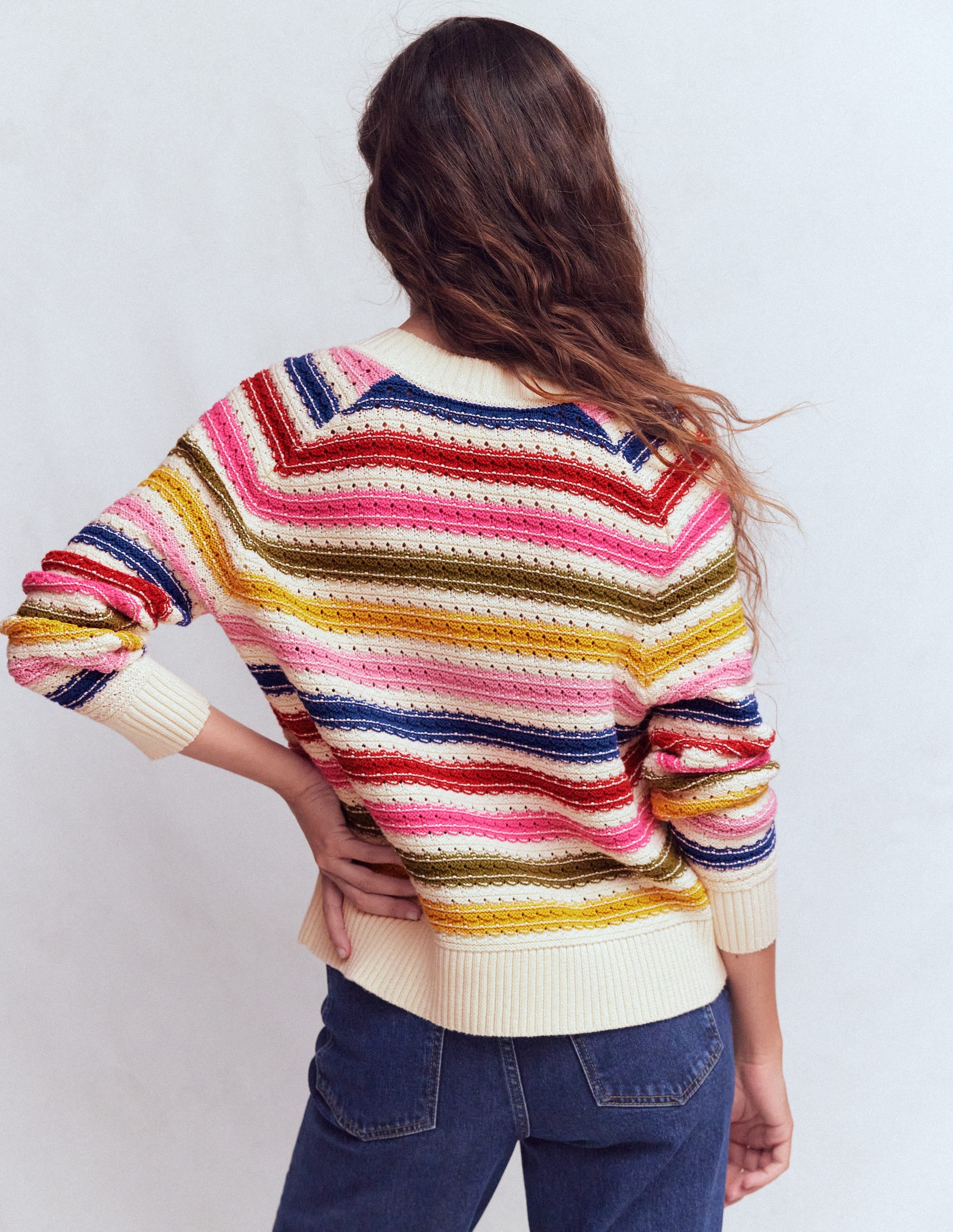 Textured Cotton Jumper-Multi Stripe - Image 3
