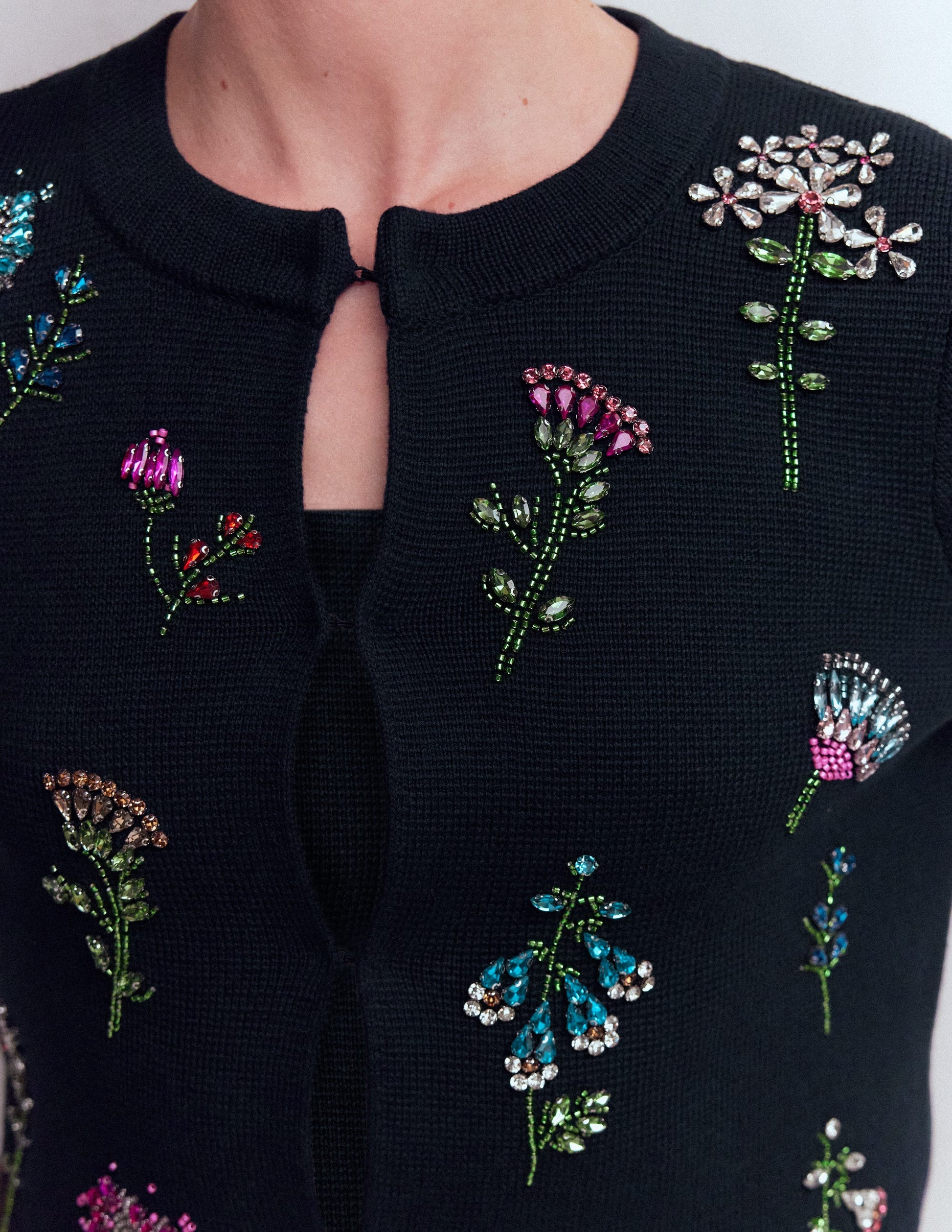 Embellished Knit Cardigan-Navy-2