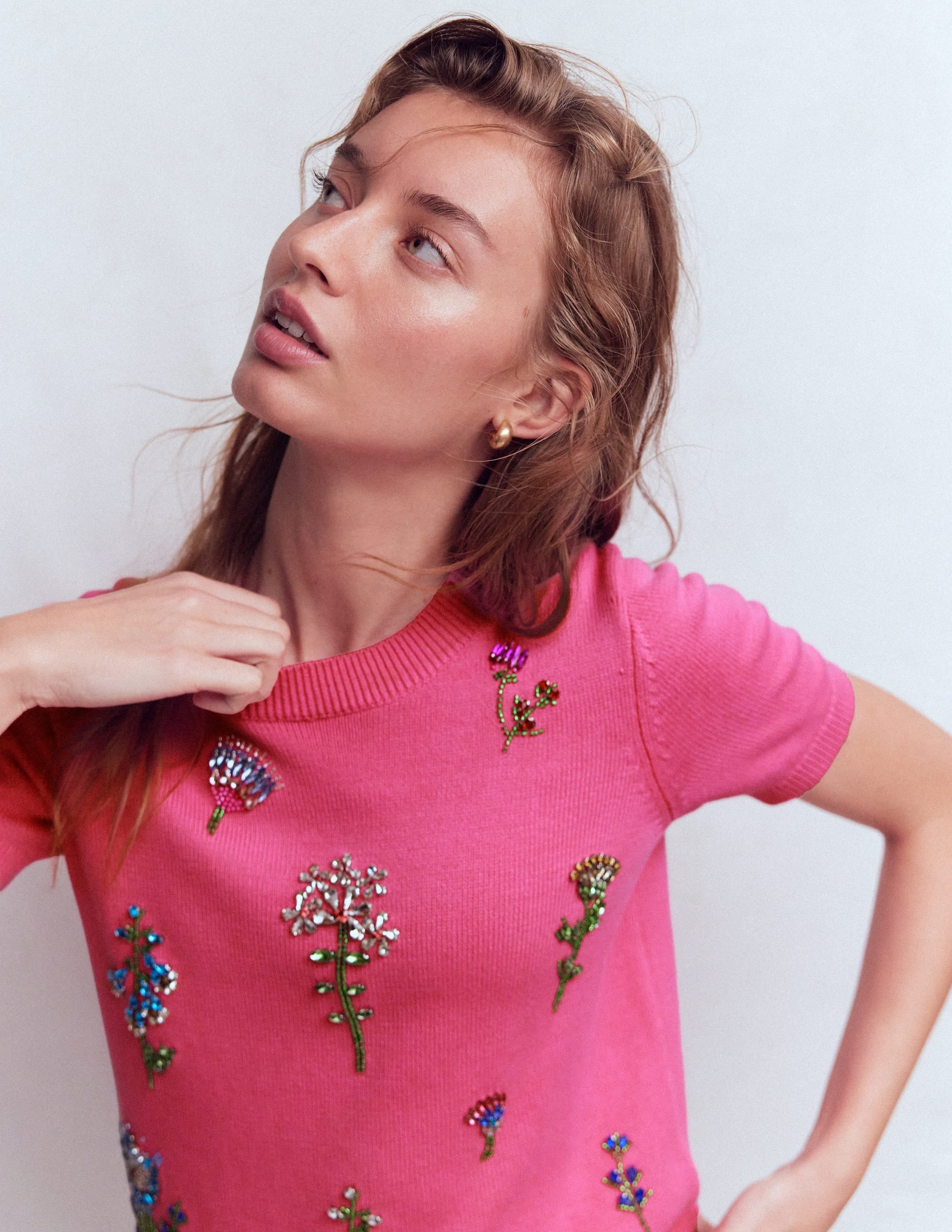 Embellished T-Shirt-Pink Punch - Image 2