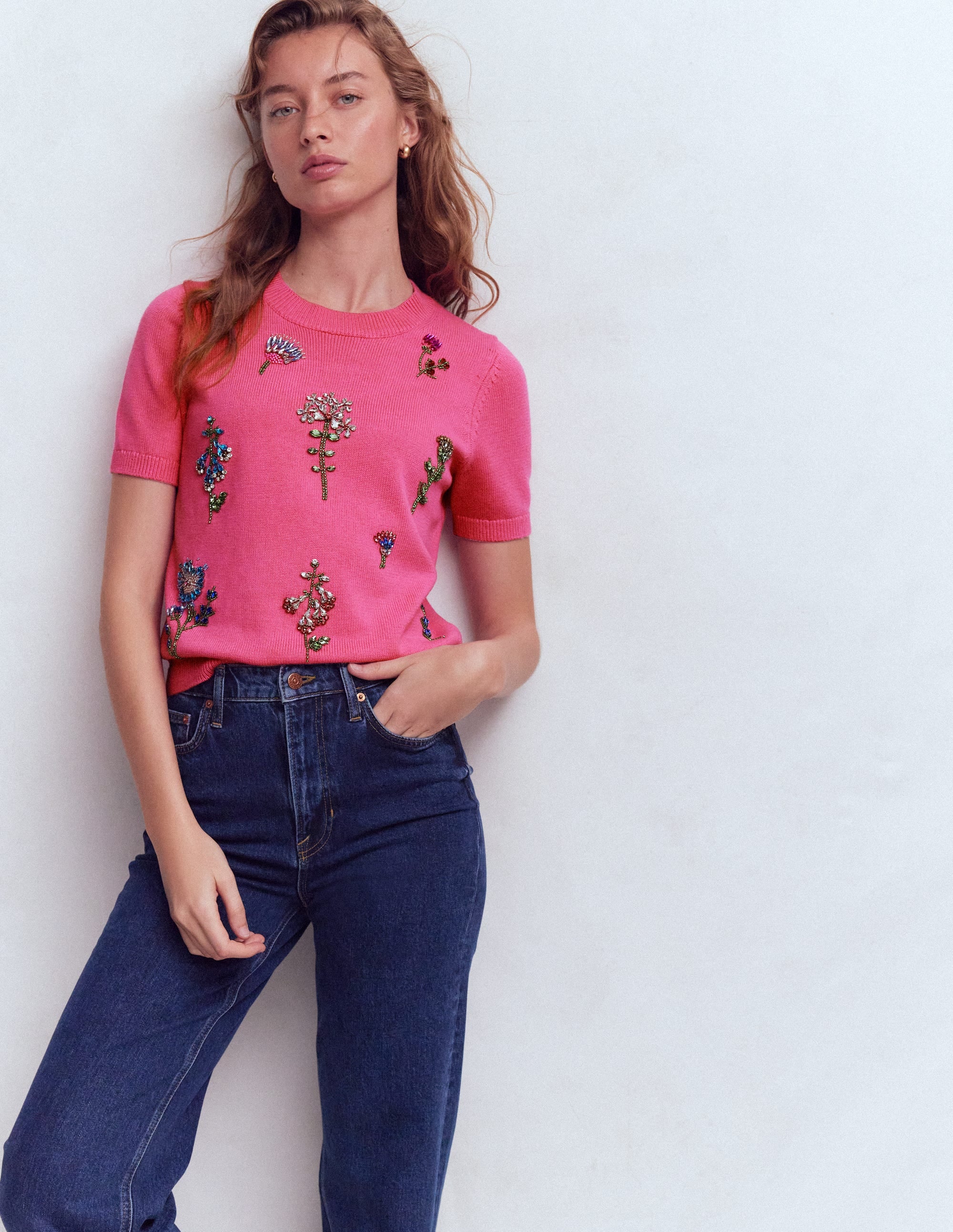 Embellished T-Shirt-Pink Punch - Image 4