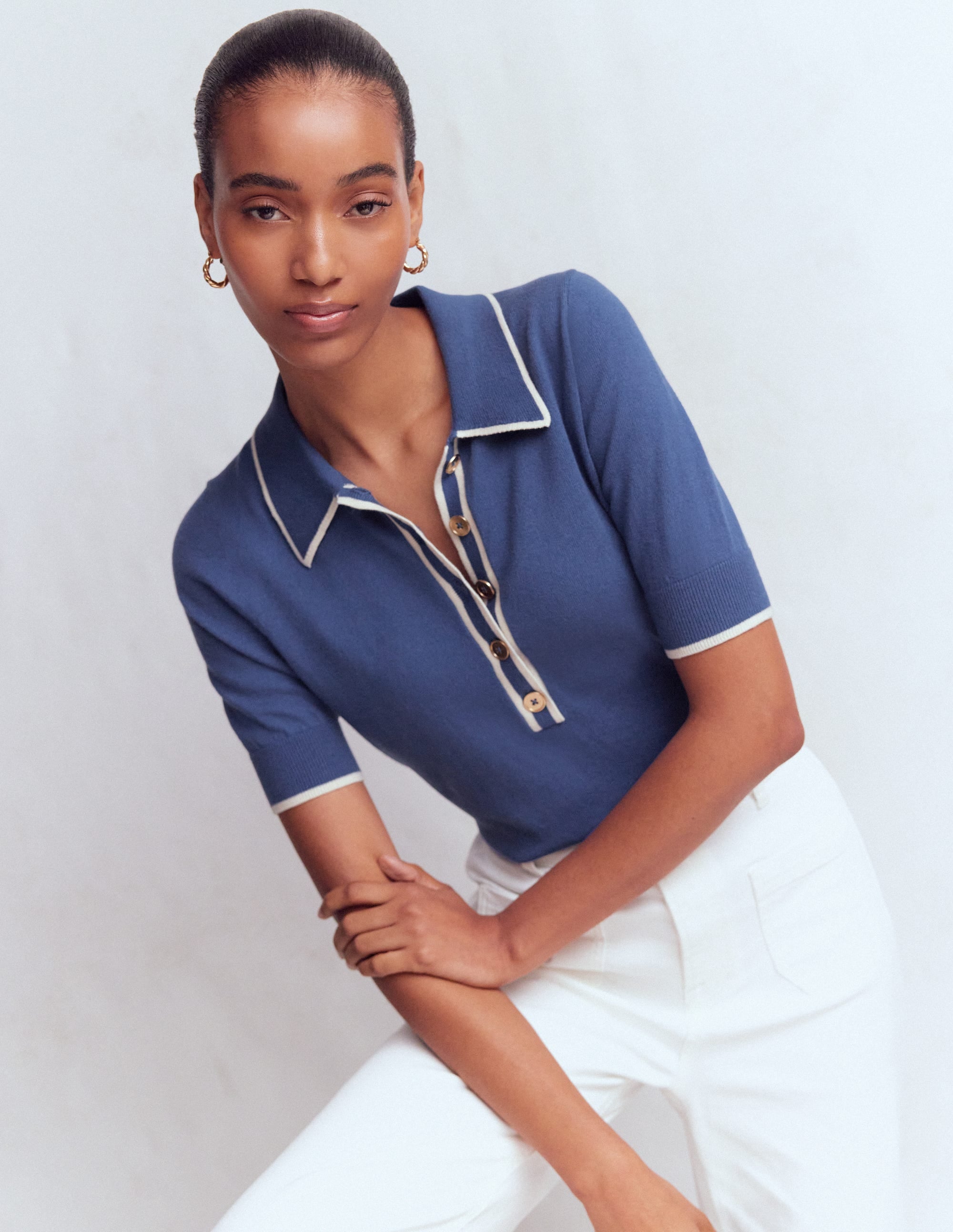 Liz Henley T-Shirt-True Navy | Boden USA