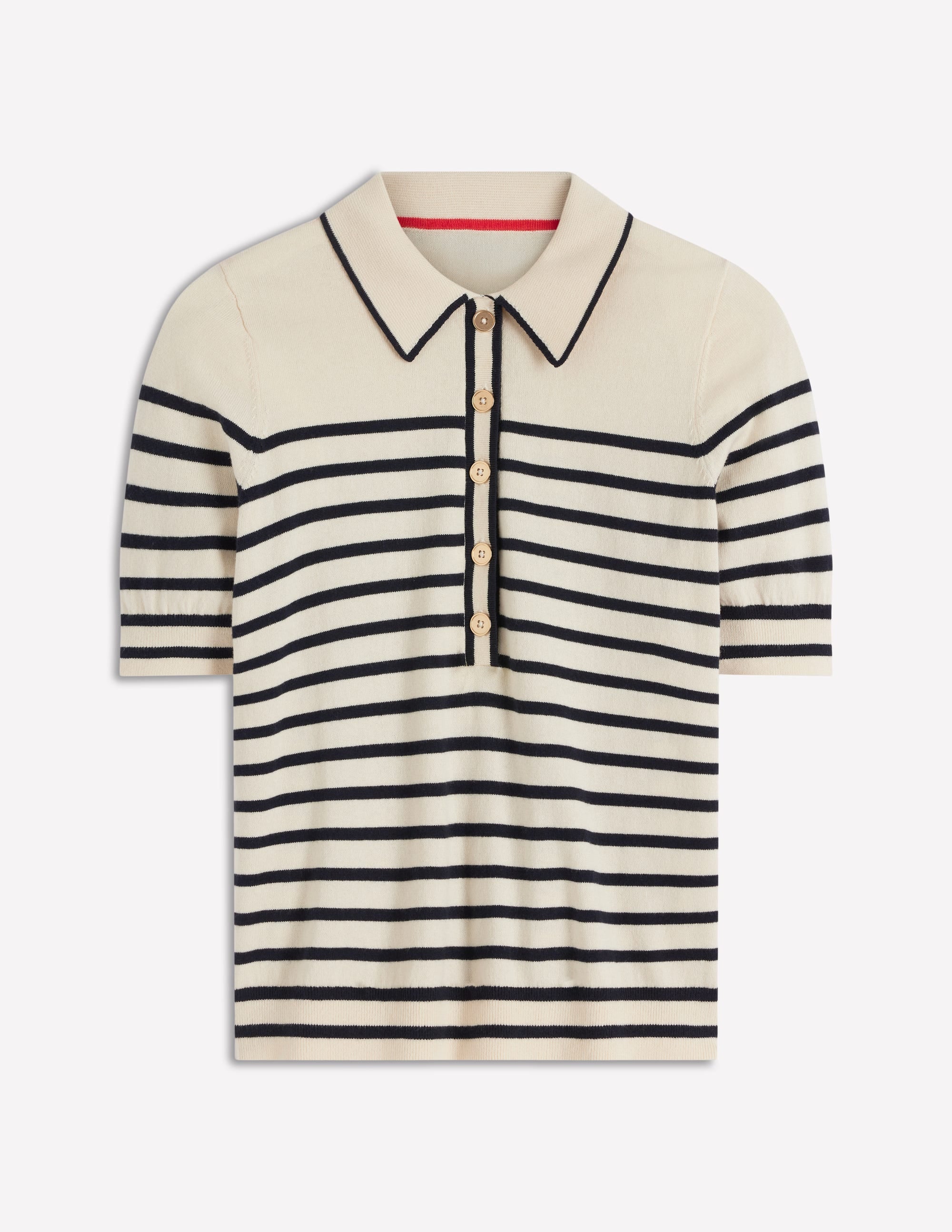 Liz Henley T-Shirt-Ivory. Navy - Image 6
