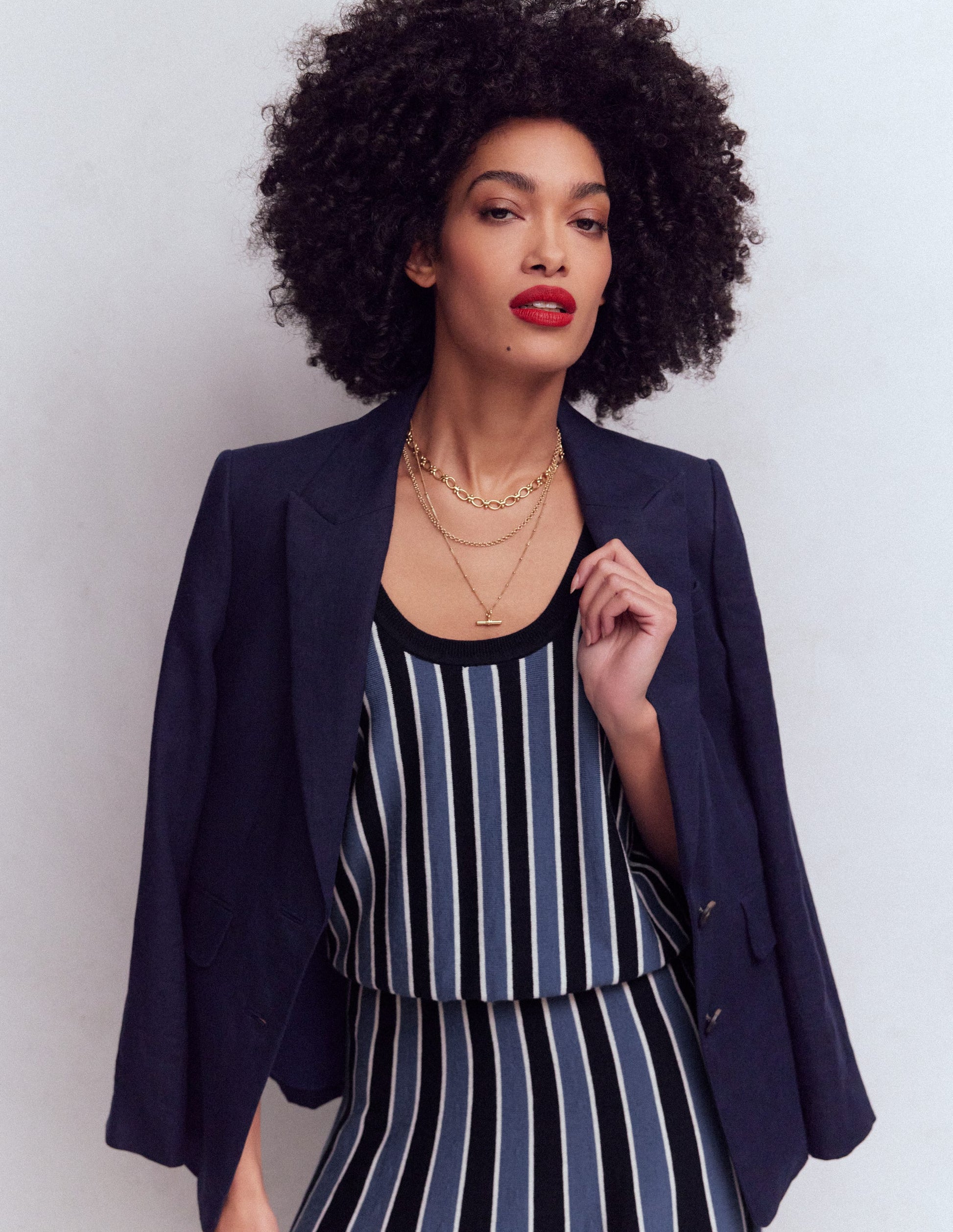 Liz Knitted Tank-True Navy Stripe-5